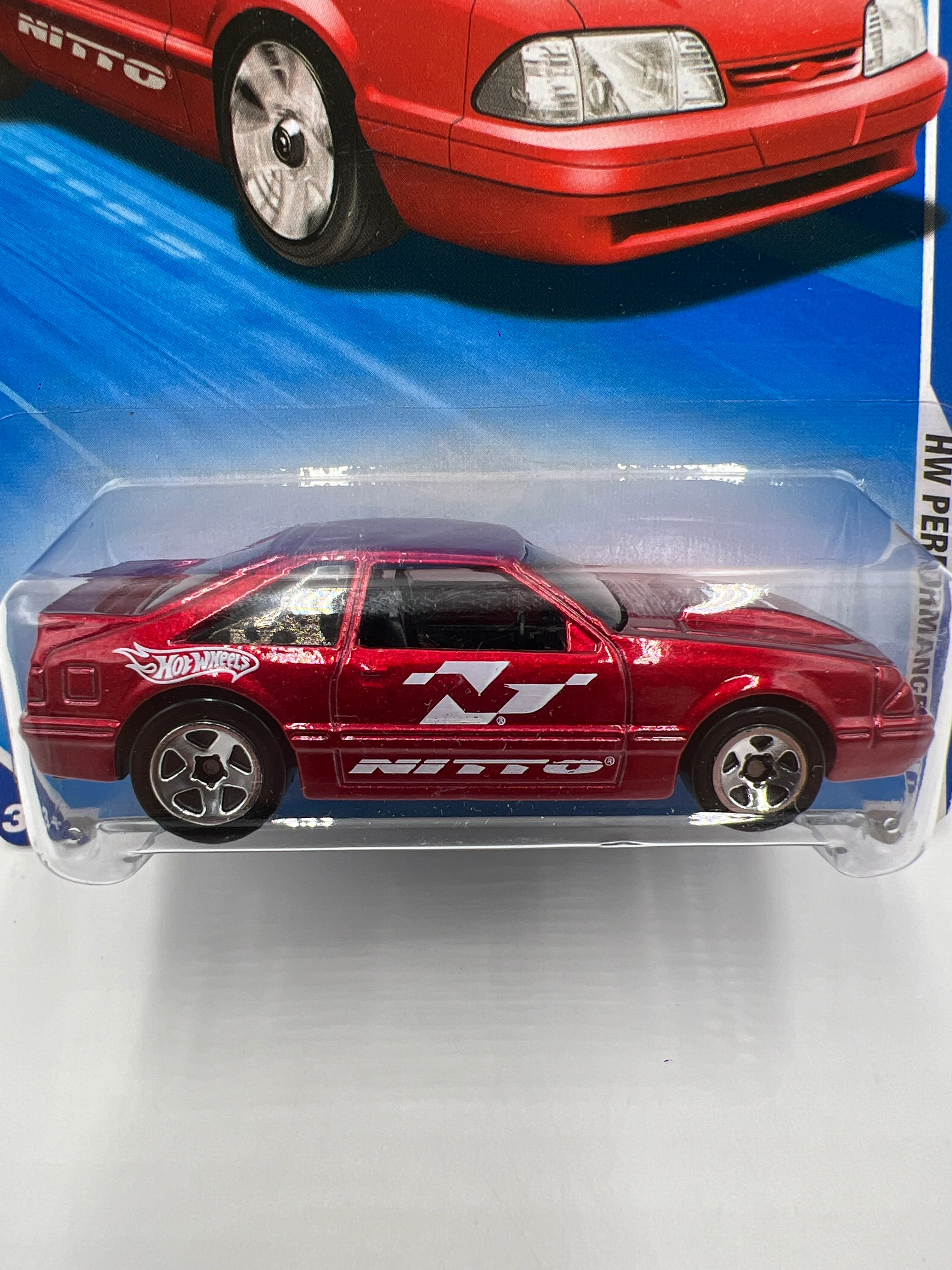 2010 Hot Wheels Performance #105 92 Ford Mustang Red 20A - Image 3