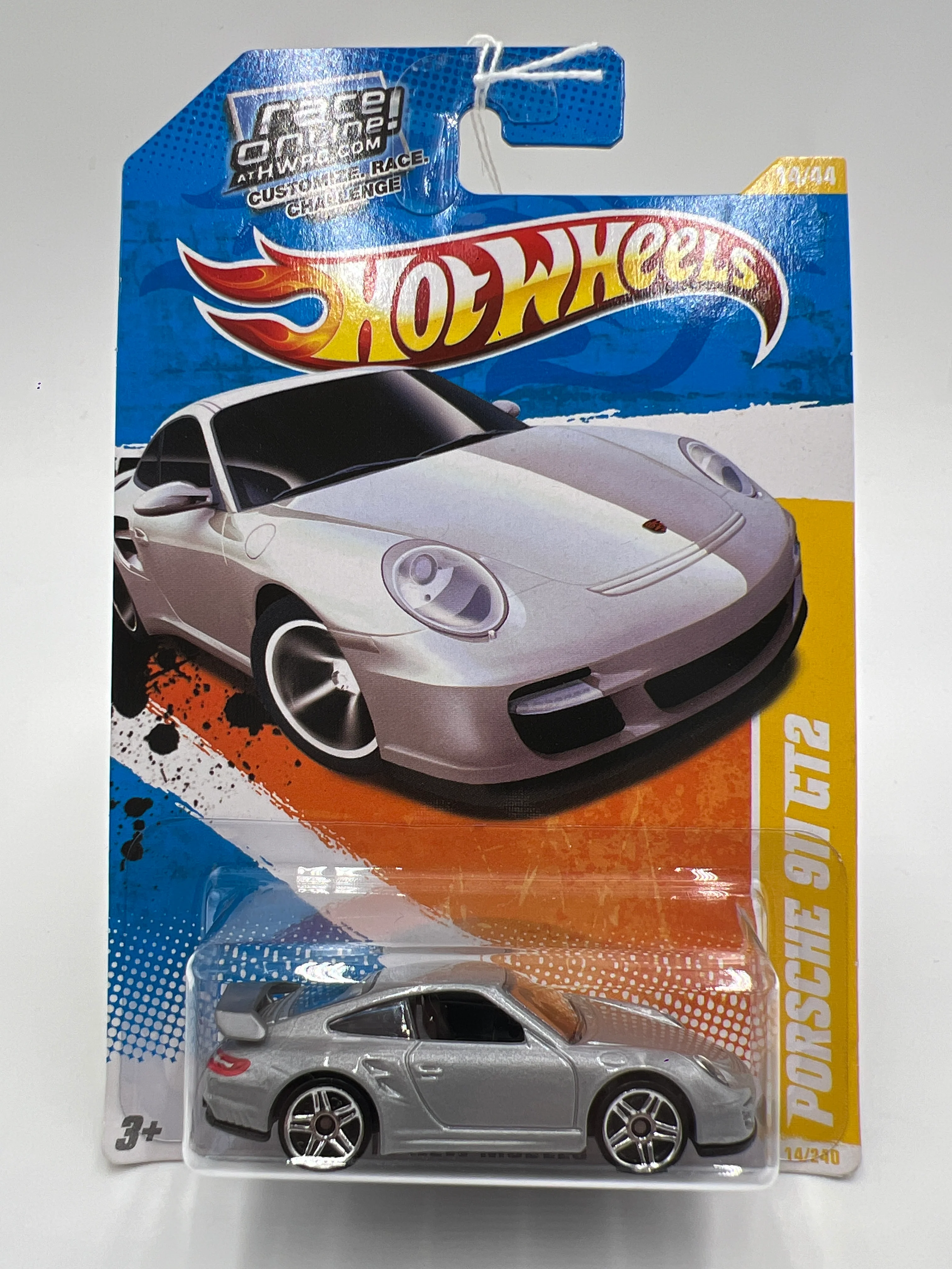 2010 Hot Wheels New Models #14 Porsche 911 GT2 Silver SR - Image 2