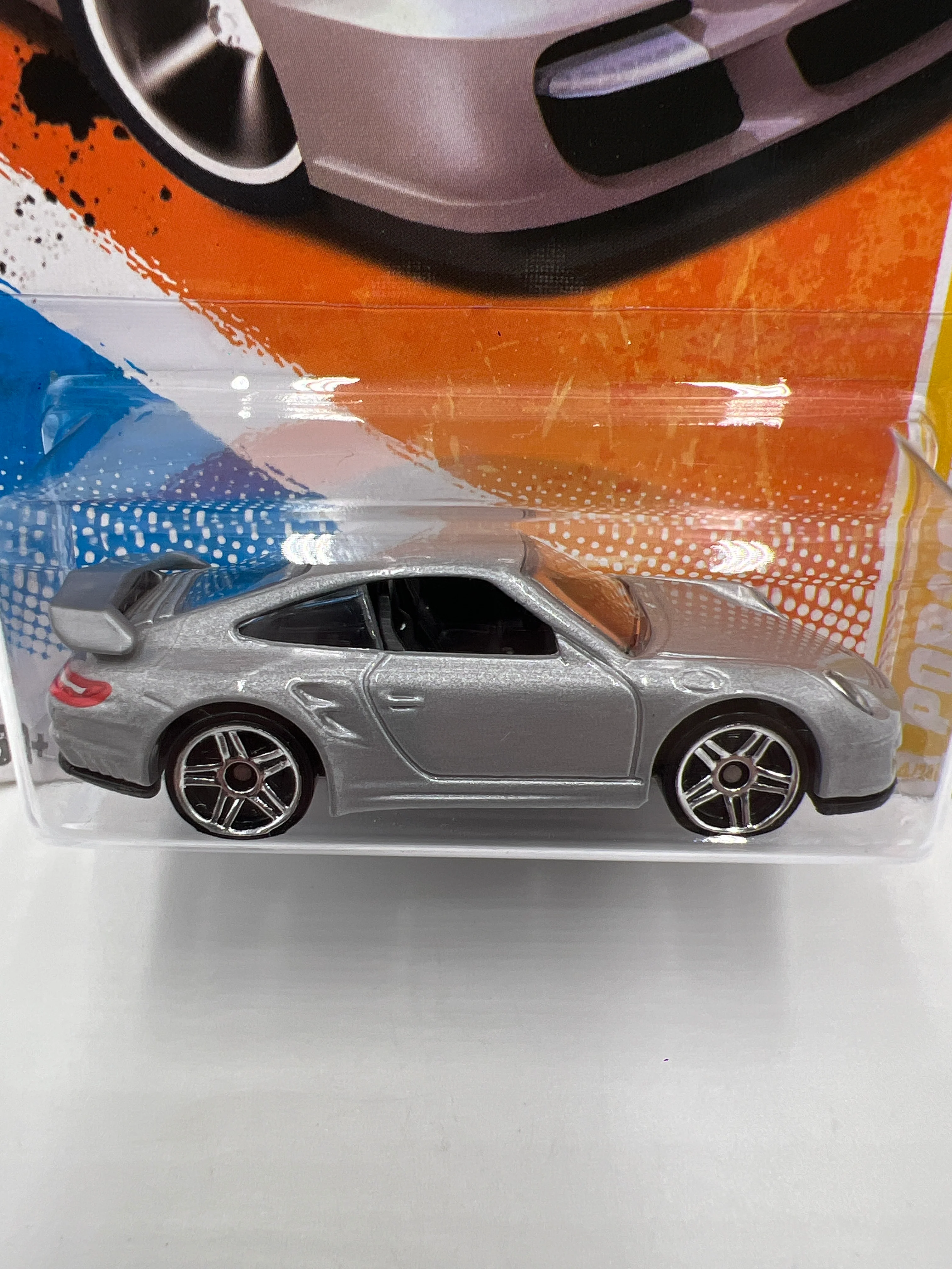2010 Hot Wheels New Models #14 Porsche 911 GT2 Silver SR - Image 3