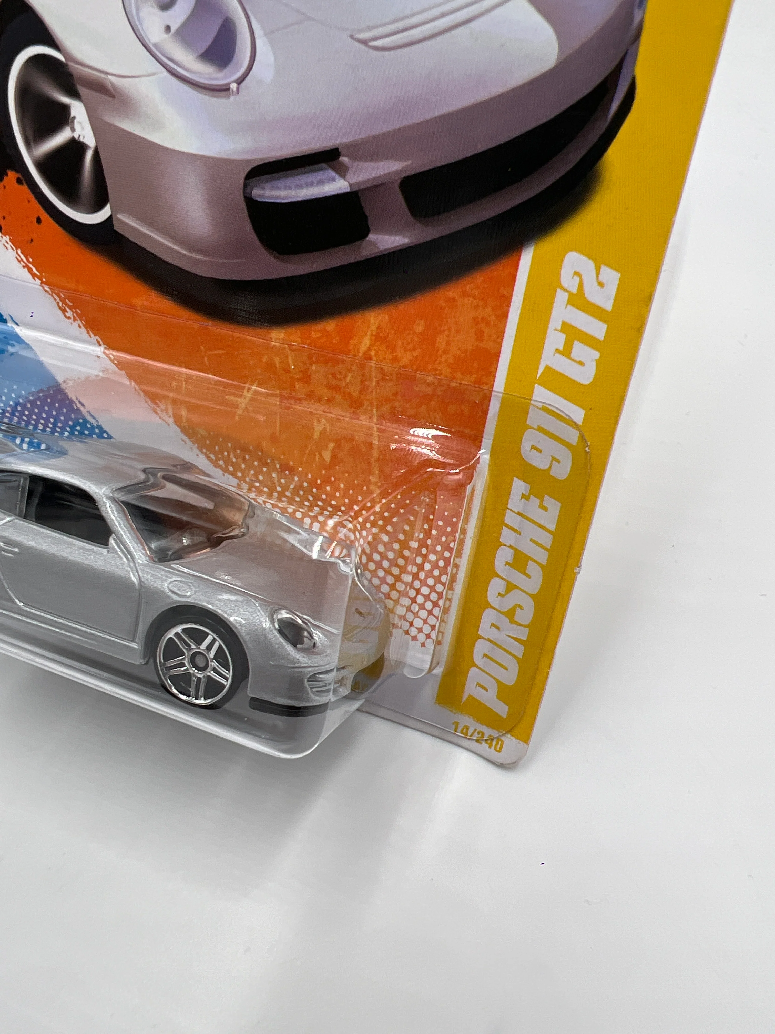 2010 Hot Wheels New Models #14 Porsche 911 GT2 Silver SR - Image 4