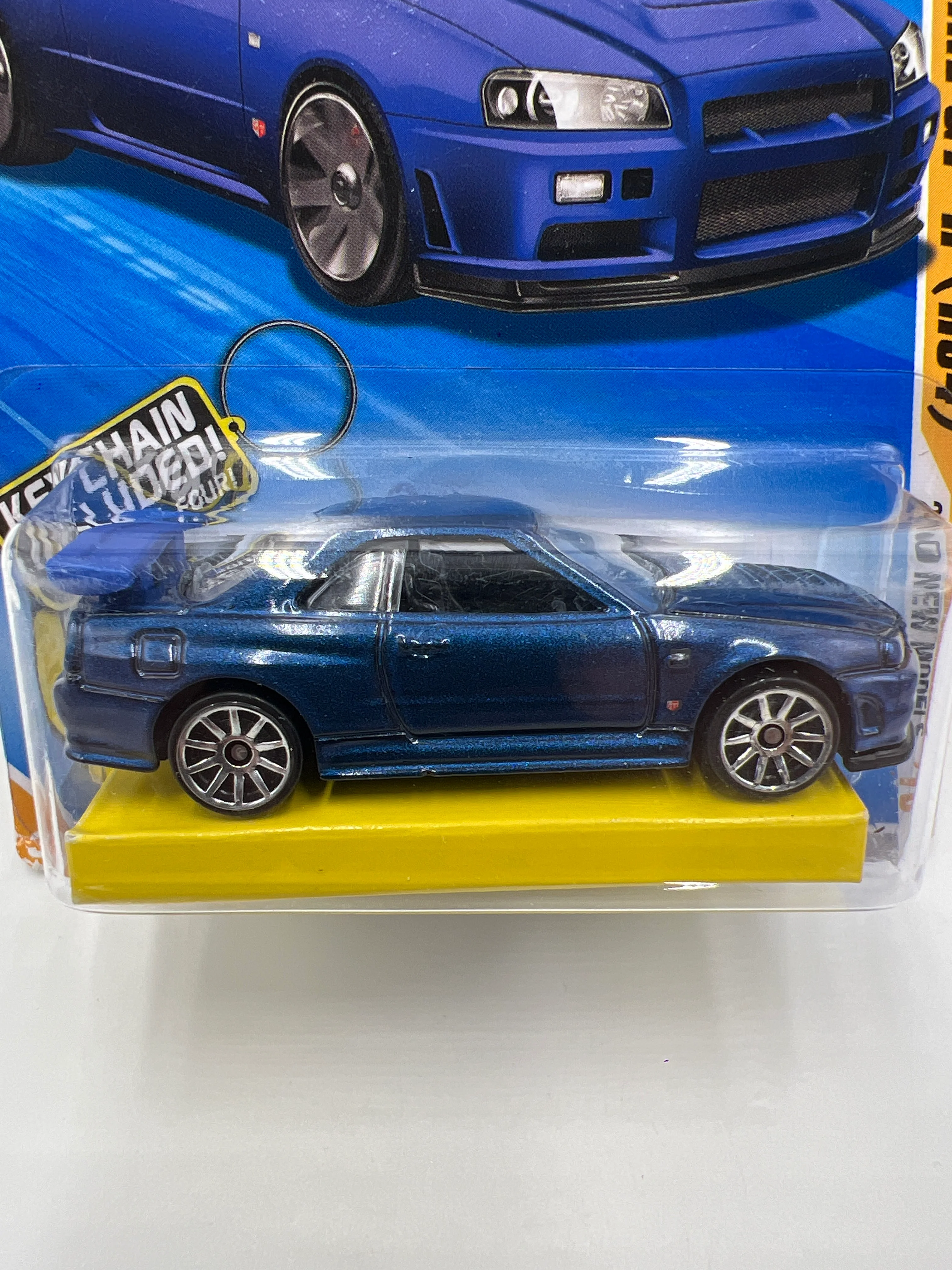 2010 Hot Wheels New Models #7 Keys To Speed Nissan Skyline GT-R R34 Blue W/Key Chain W/Protector VHTF - Image 3