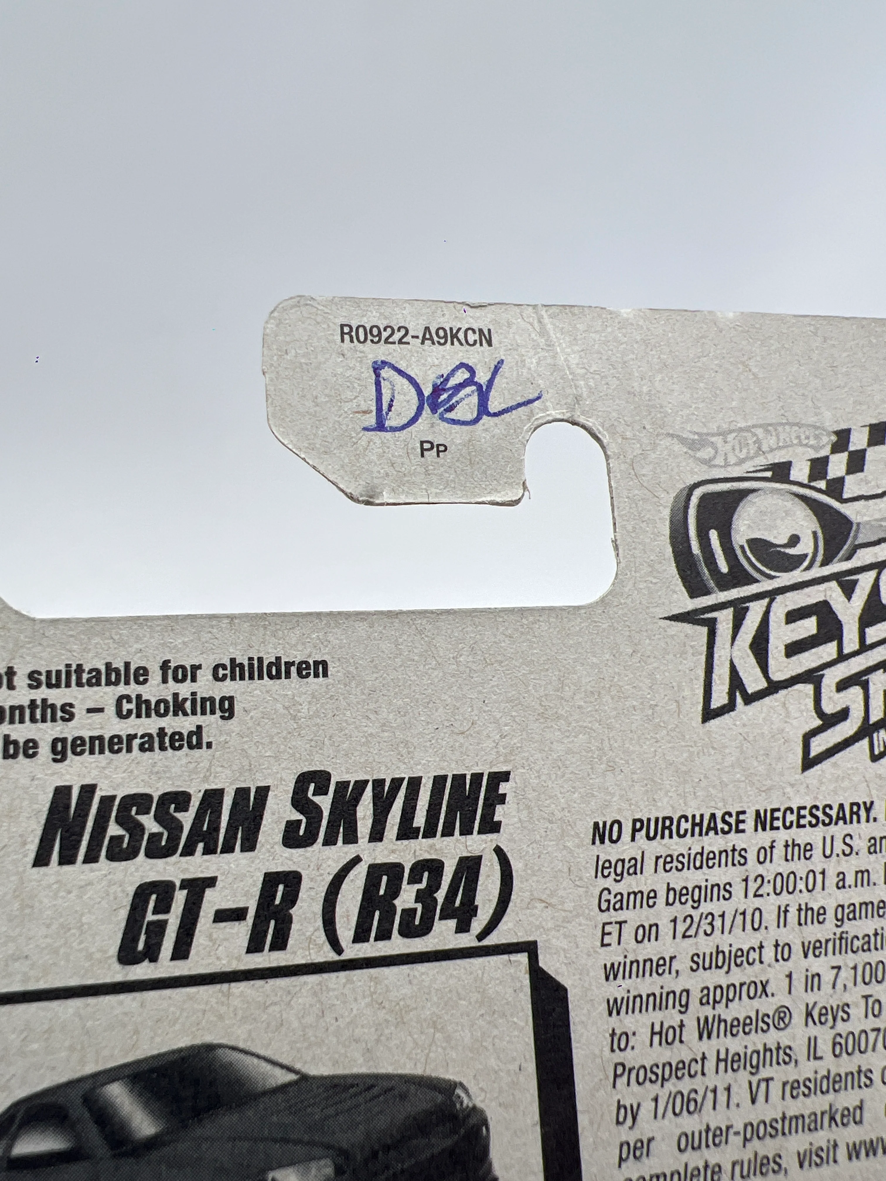 2010 Hot Wheels New Models #7 Keys To Speed Nissan Skyline GT-R R34 Blue W/Key Chain W/Protector VHTF - Image 8
