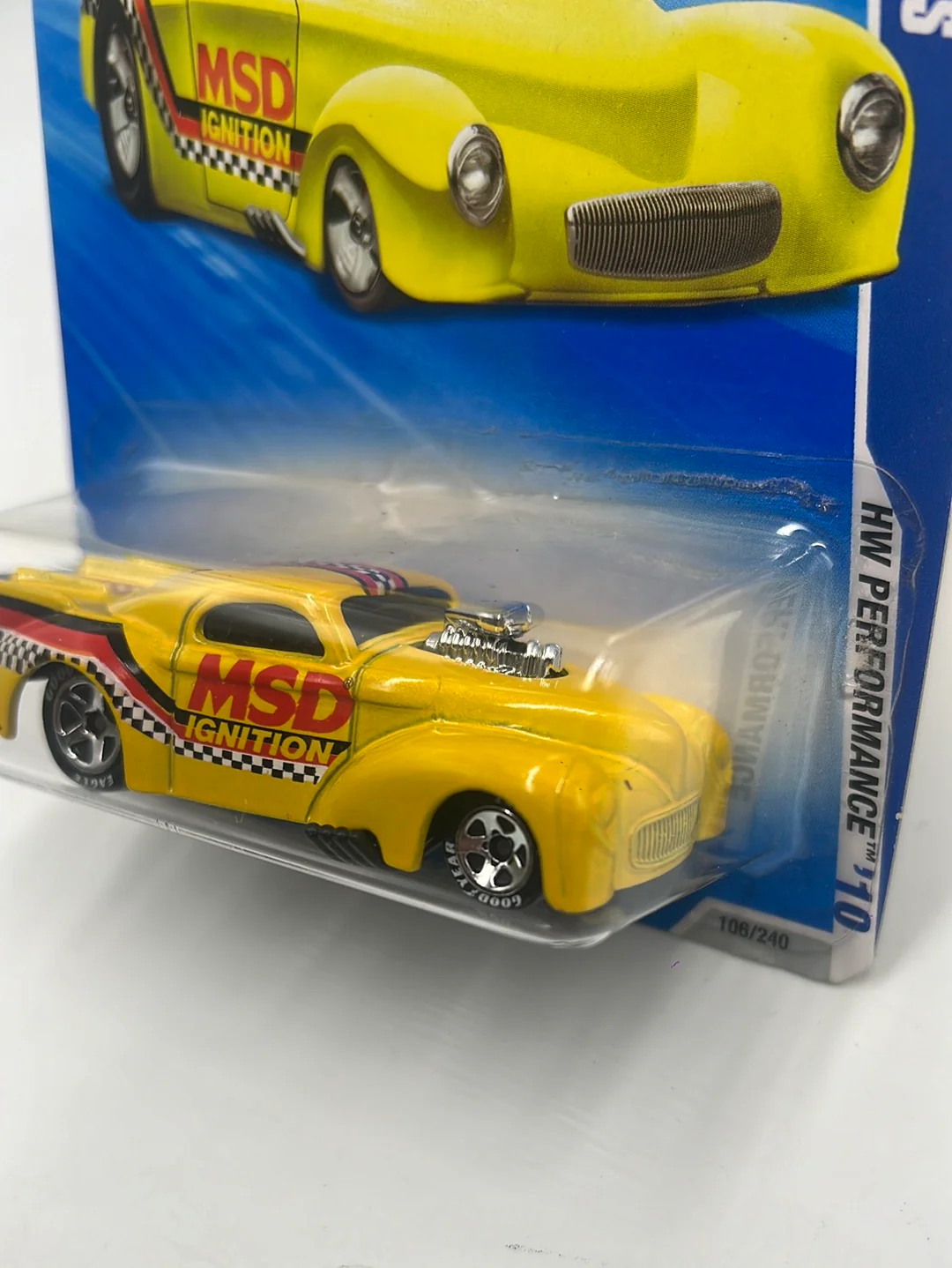 2010 Hot Wheels Performance ‘41 Willys Yellow Walmart Exclusive 106/240 236E - Image 4