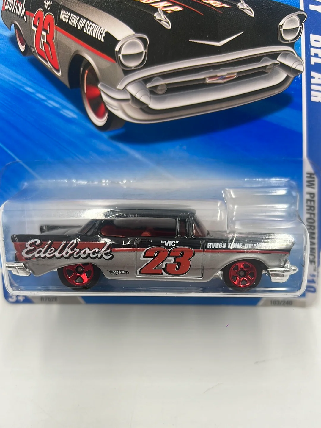 2010 Hot Wheels Performance ‘57 Chevy Bel Air Black/Silver 103/240 11D - Image 3