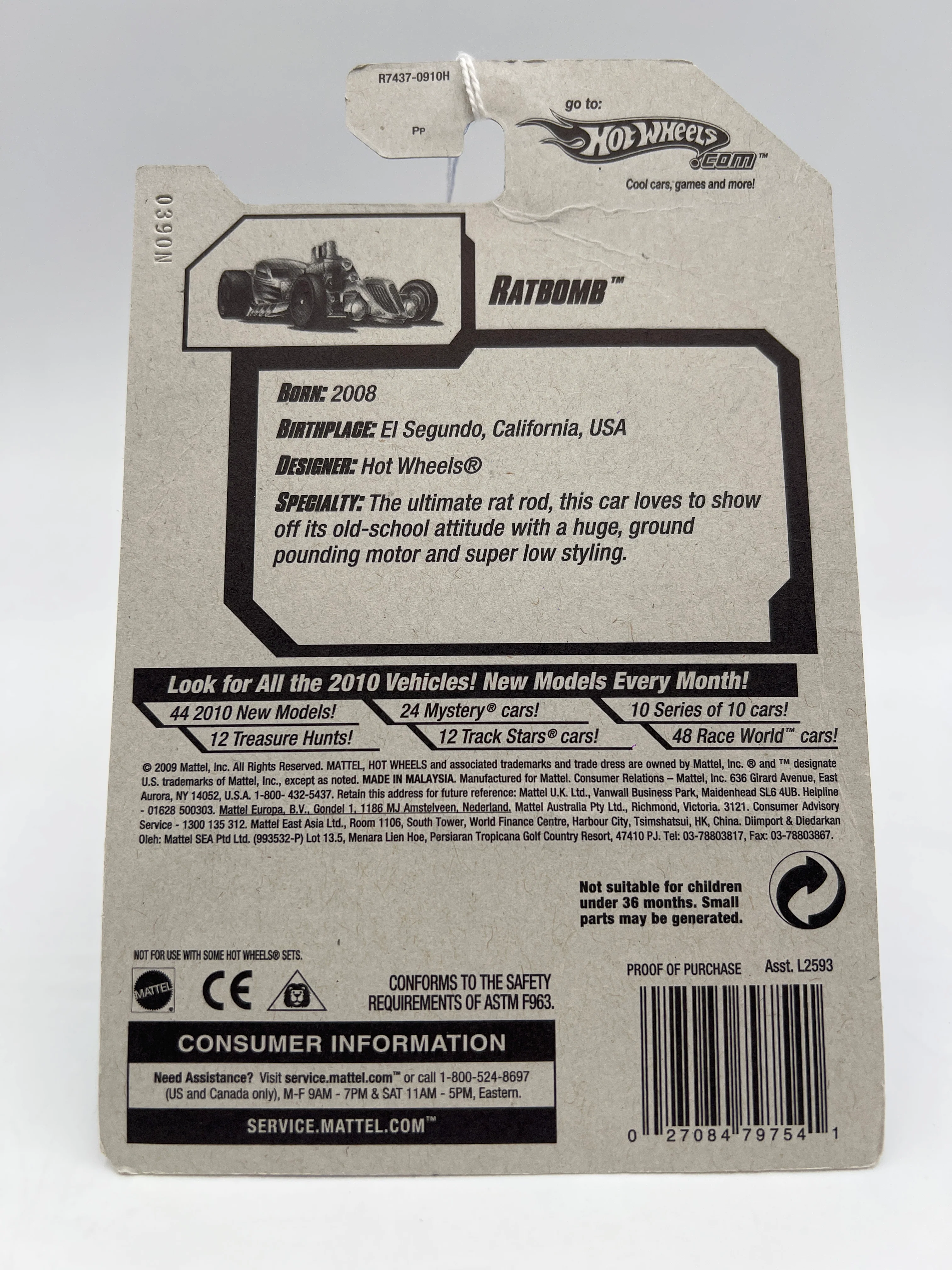 2010 Hot Wheels Treasure Hunts #48 Ratbomb Silver/Red - Image 8