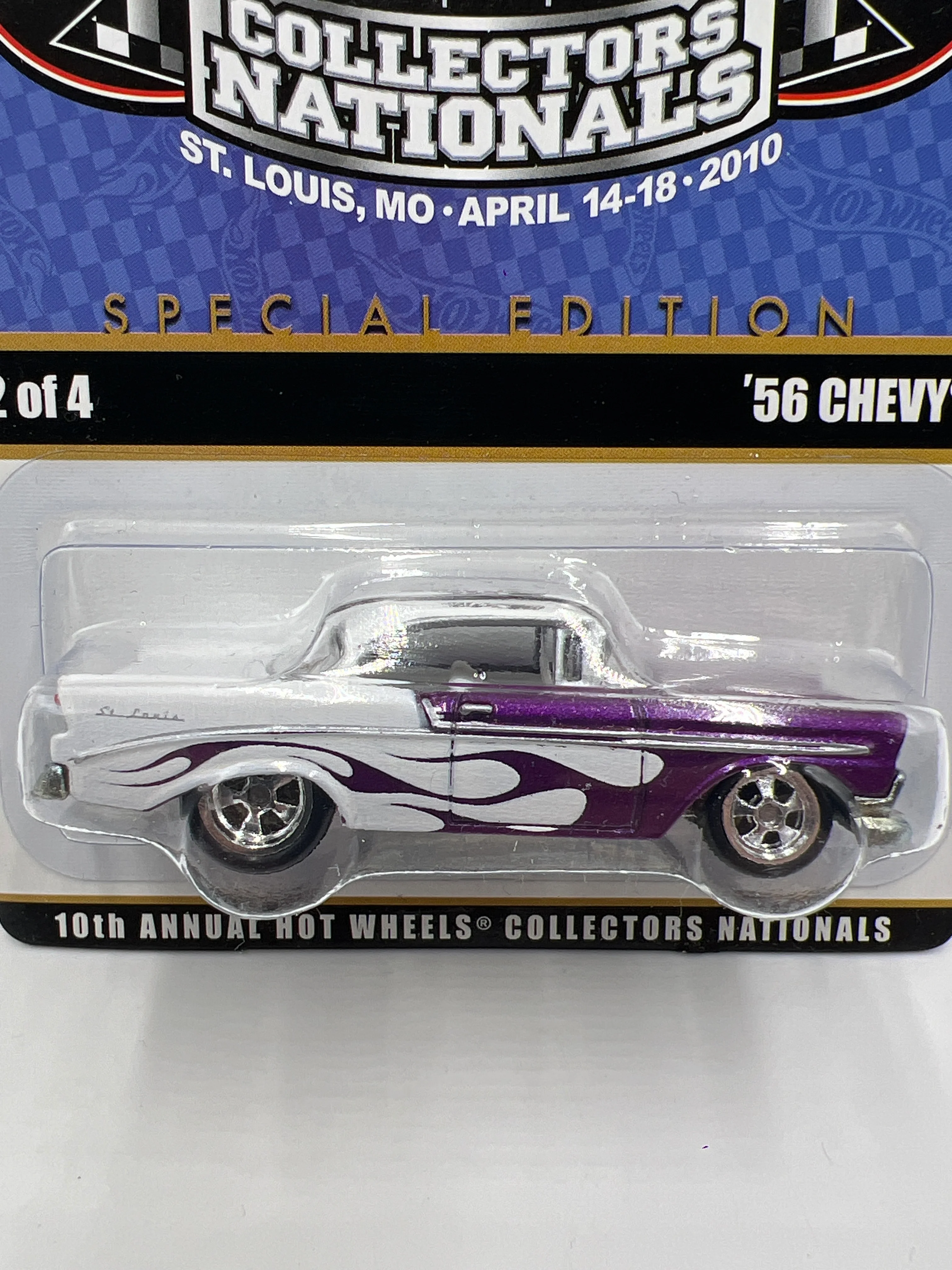 2010 Hot Wheels 10th Annual Collectors Nationals MO #1608/2400 56 Chevy W/Protector - Image 2