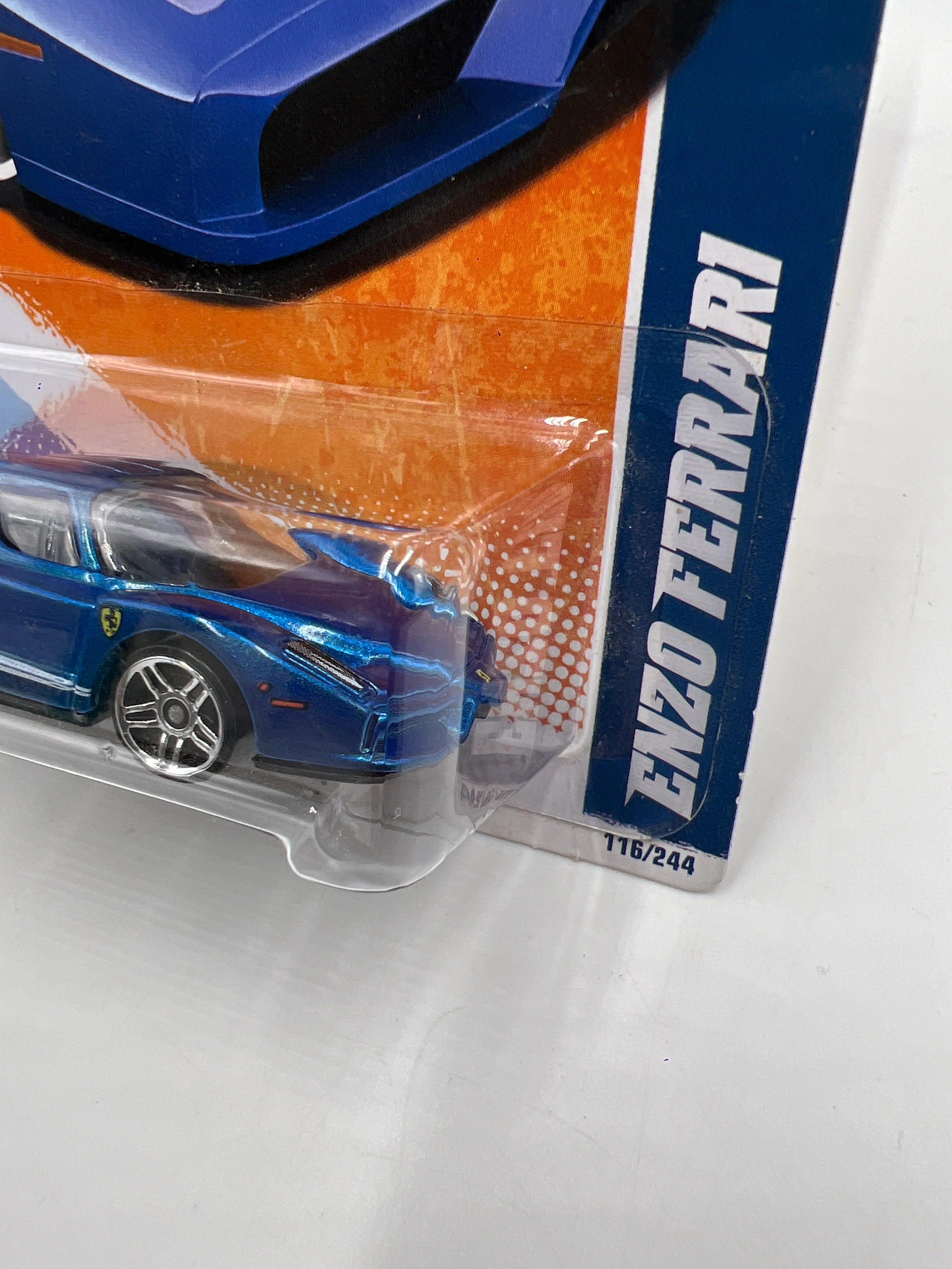 2011 Hot Wheels Nightburnerz #116 Enzo Ferrari Walmart Exclusive Blue W/Protector - Image 4