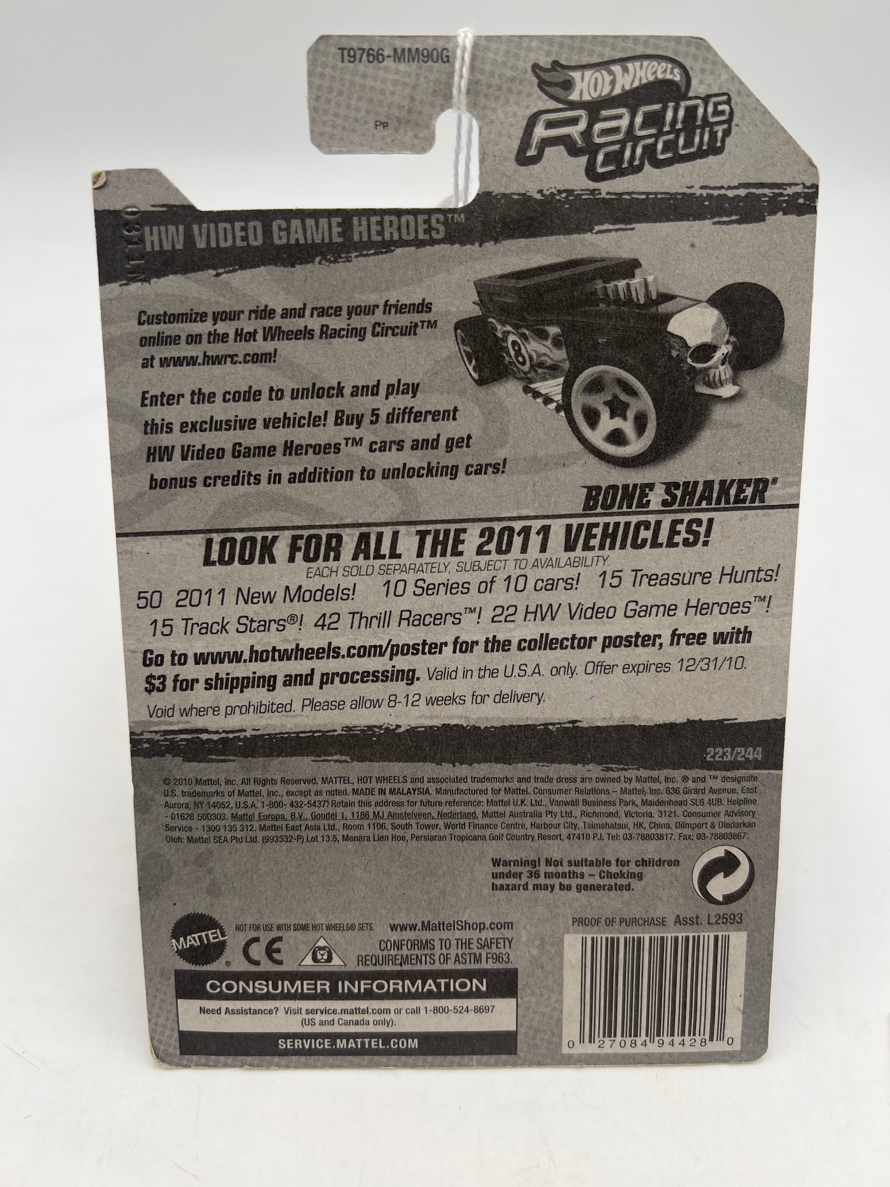 2011 Hot Wheels #223 Video Game Heroes Bone Shaker 56B - Image 6
