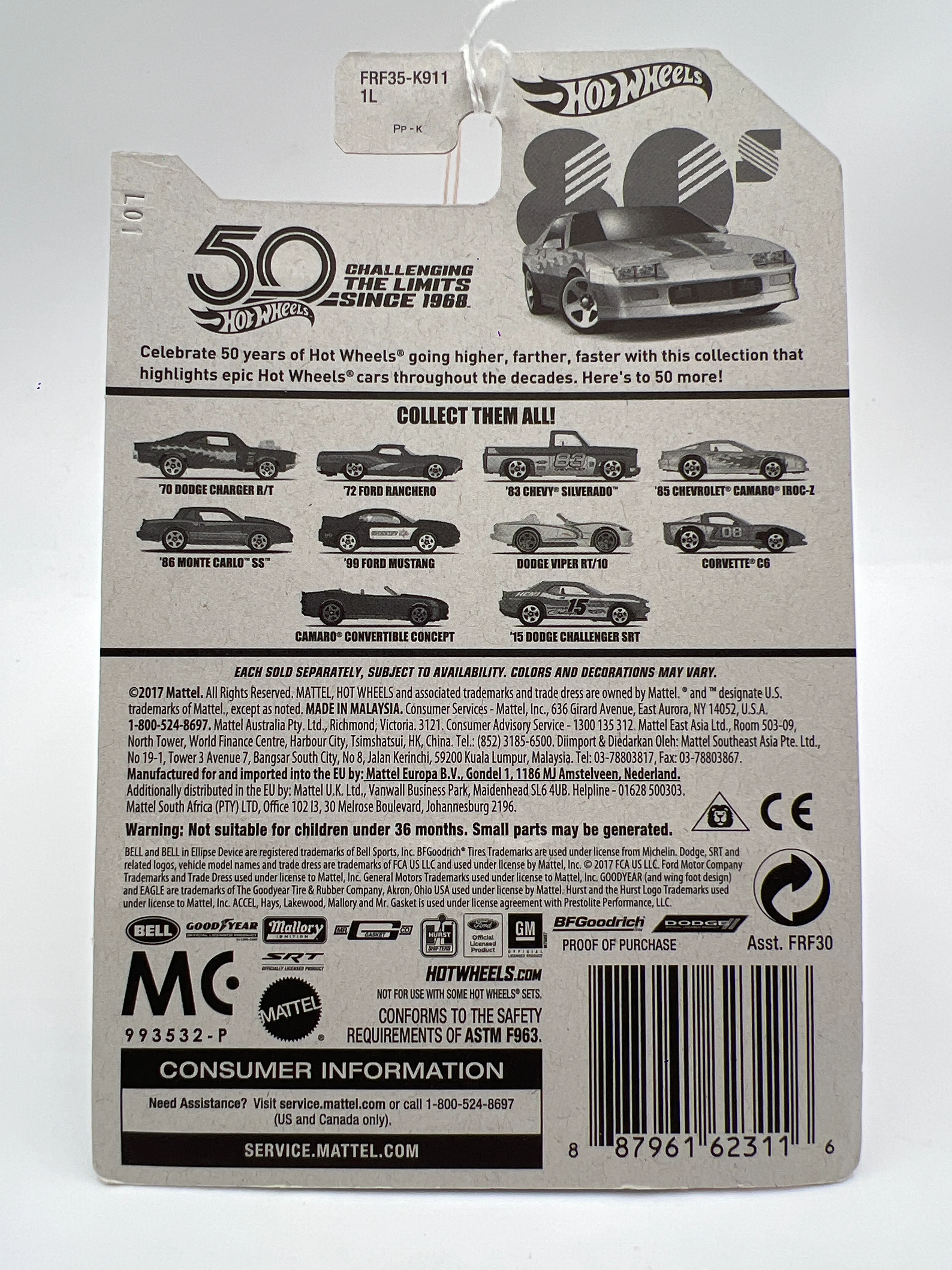 2018 Hot Wheels Target Exclusive Decades 80s #4 85 Chevrolet Camaro IROC-Z Yellow 151A - Image 7