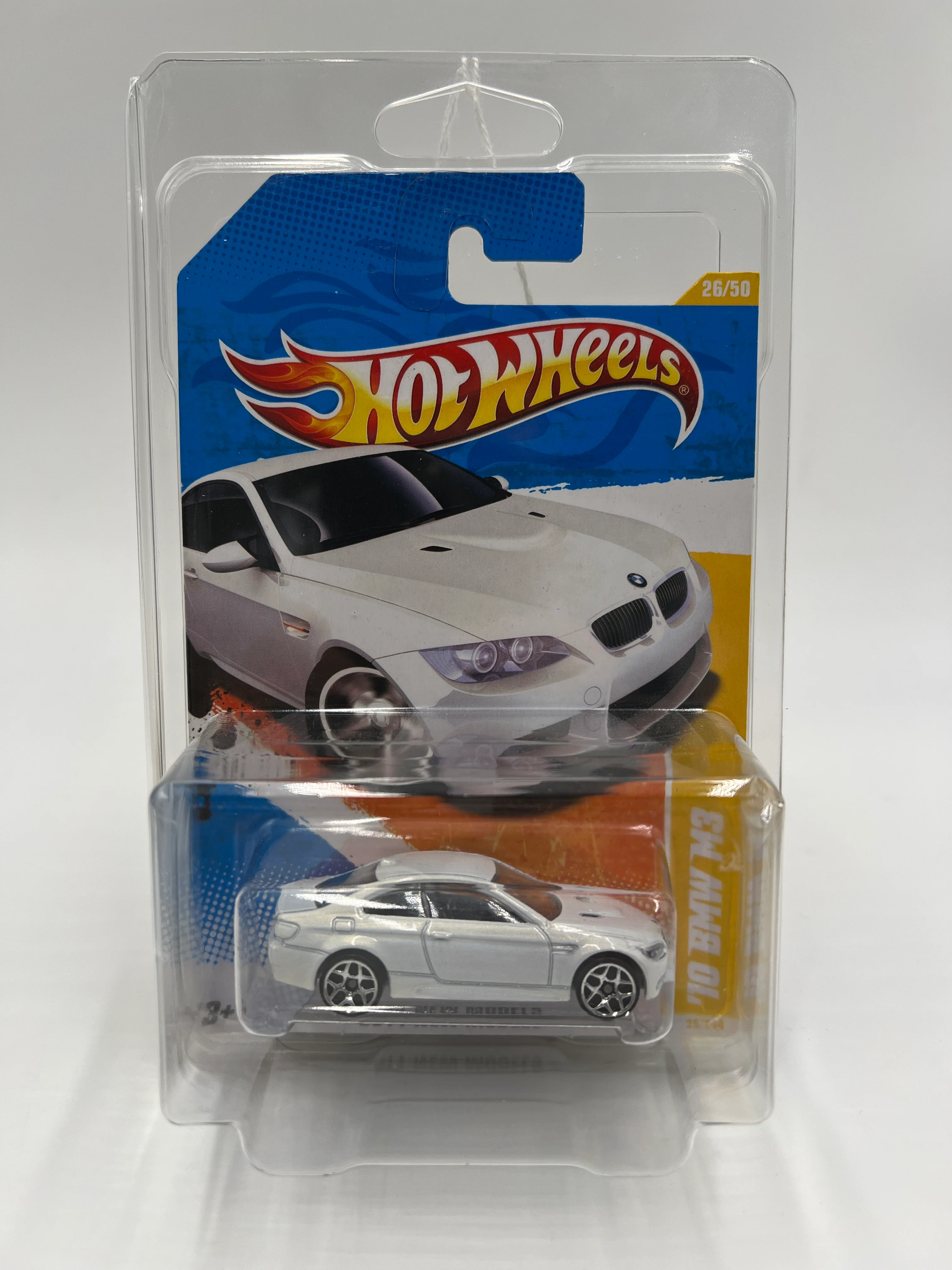 2011 Hot Wheels New Models #26 10 BMW M3 White W/Protector - Image 7