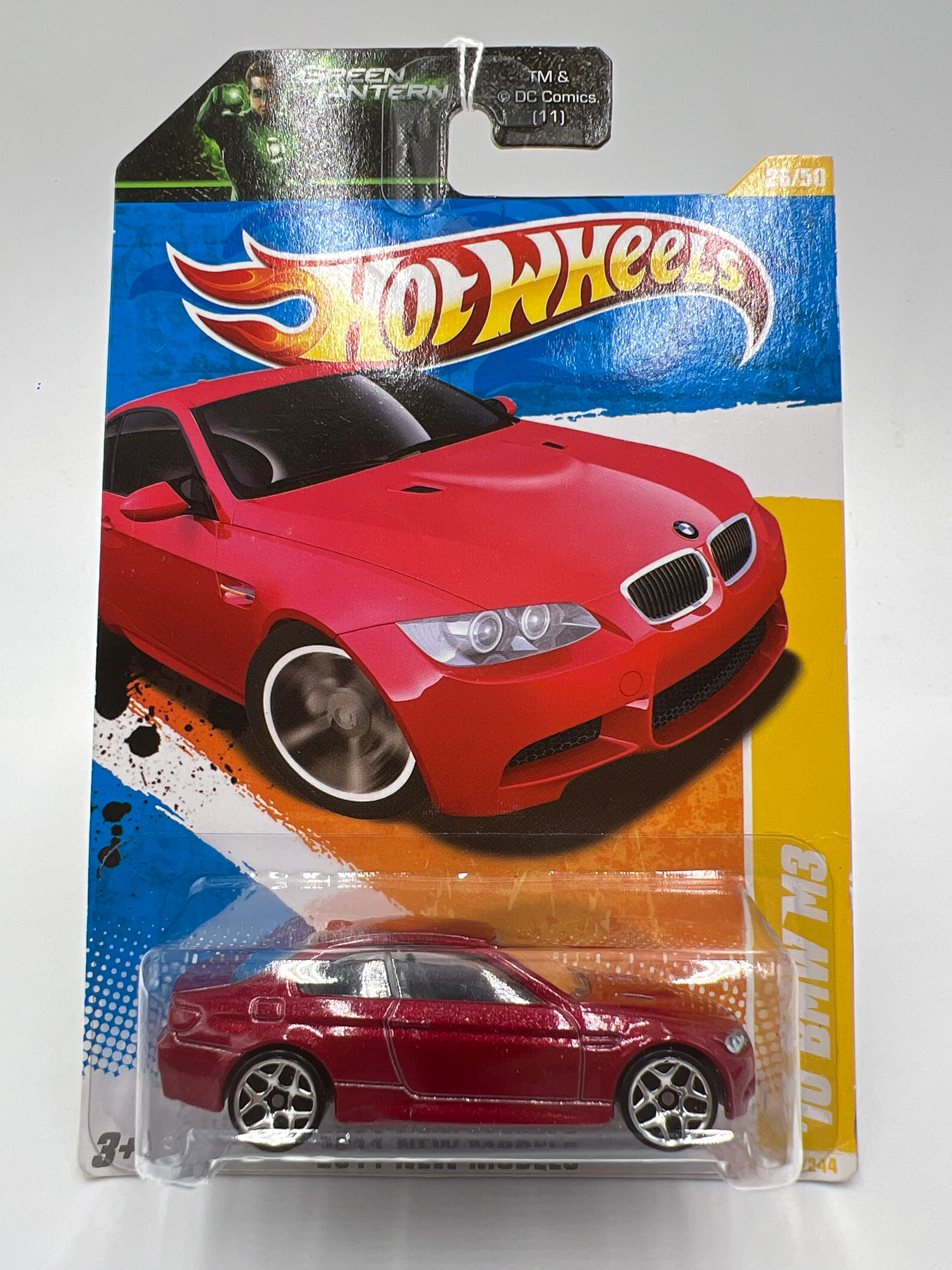 2011 Hot Wheels New Models #26 10 BMW M3 Red Green Lantern Card SR - Image 2