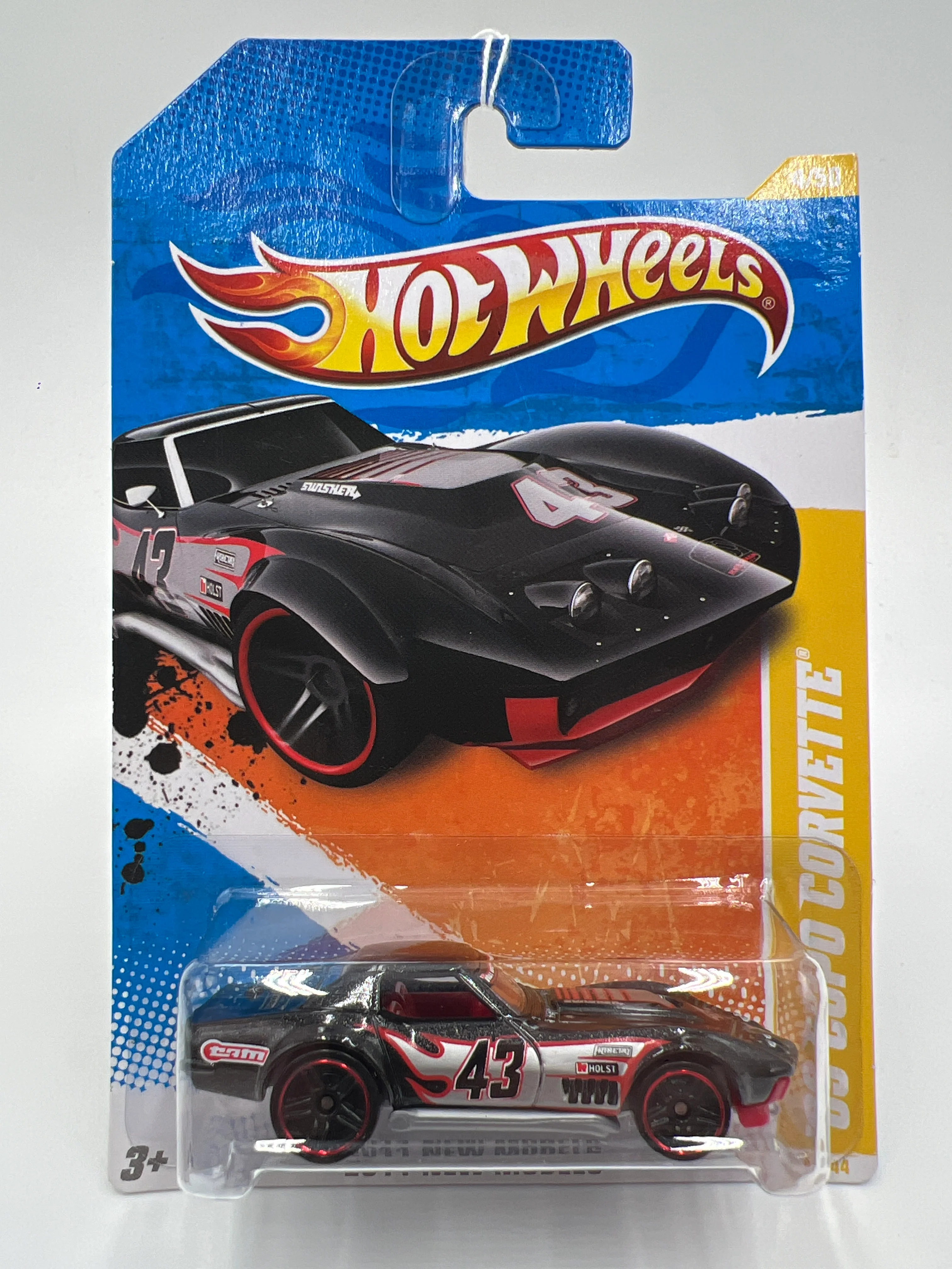 2011 Hot Wheels New Models #4 69 Copo Corvette Black Walmart Exclusive Windshield Banner 237B - Image 2