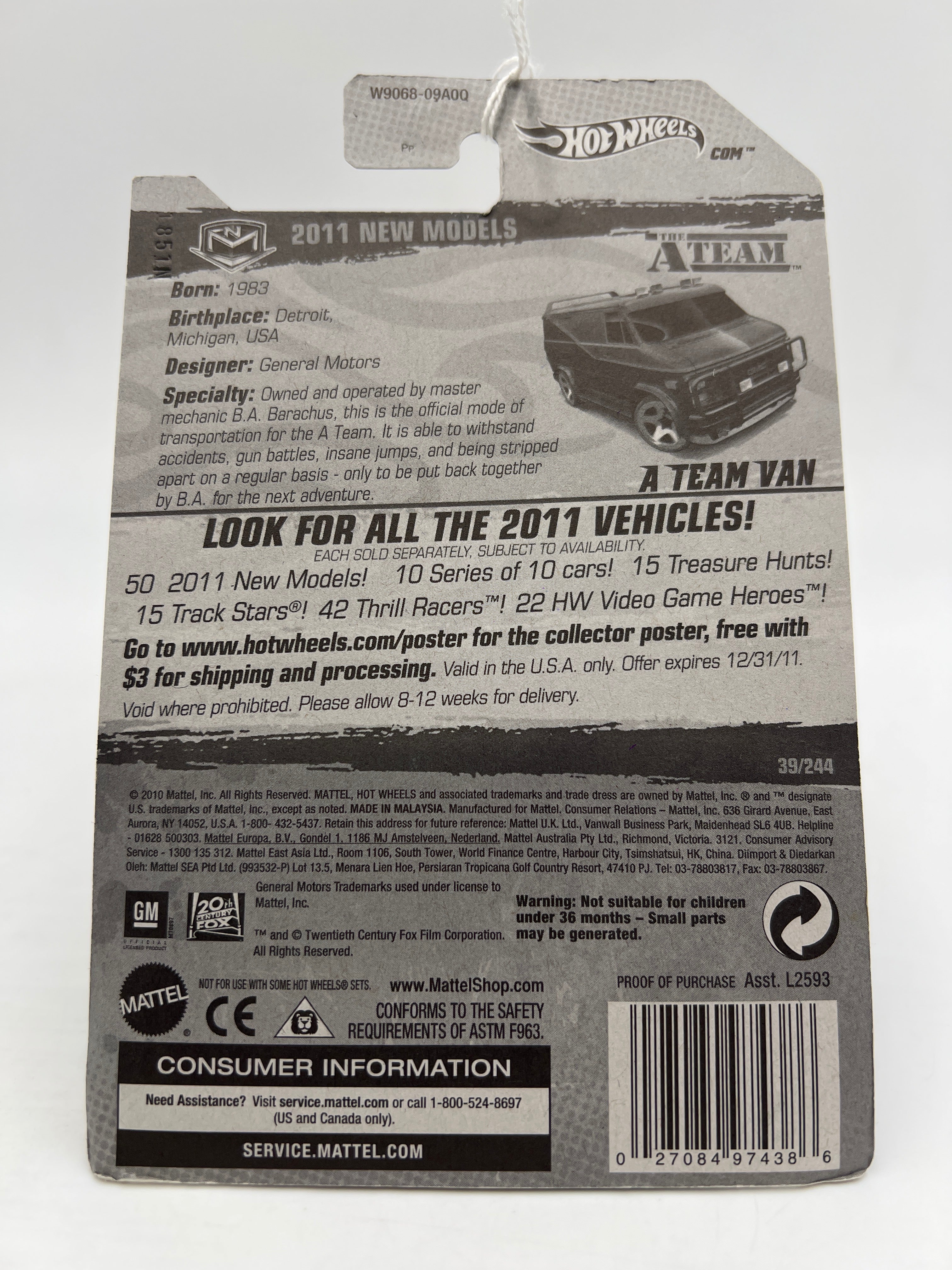 2011 Hot Wheels New Models #39 A Team Van Black SR - Image 6