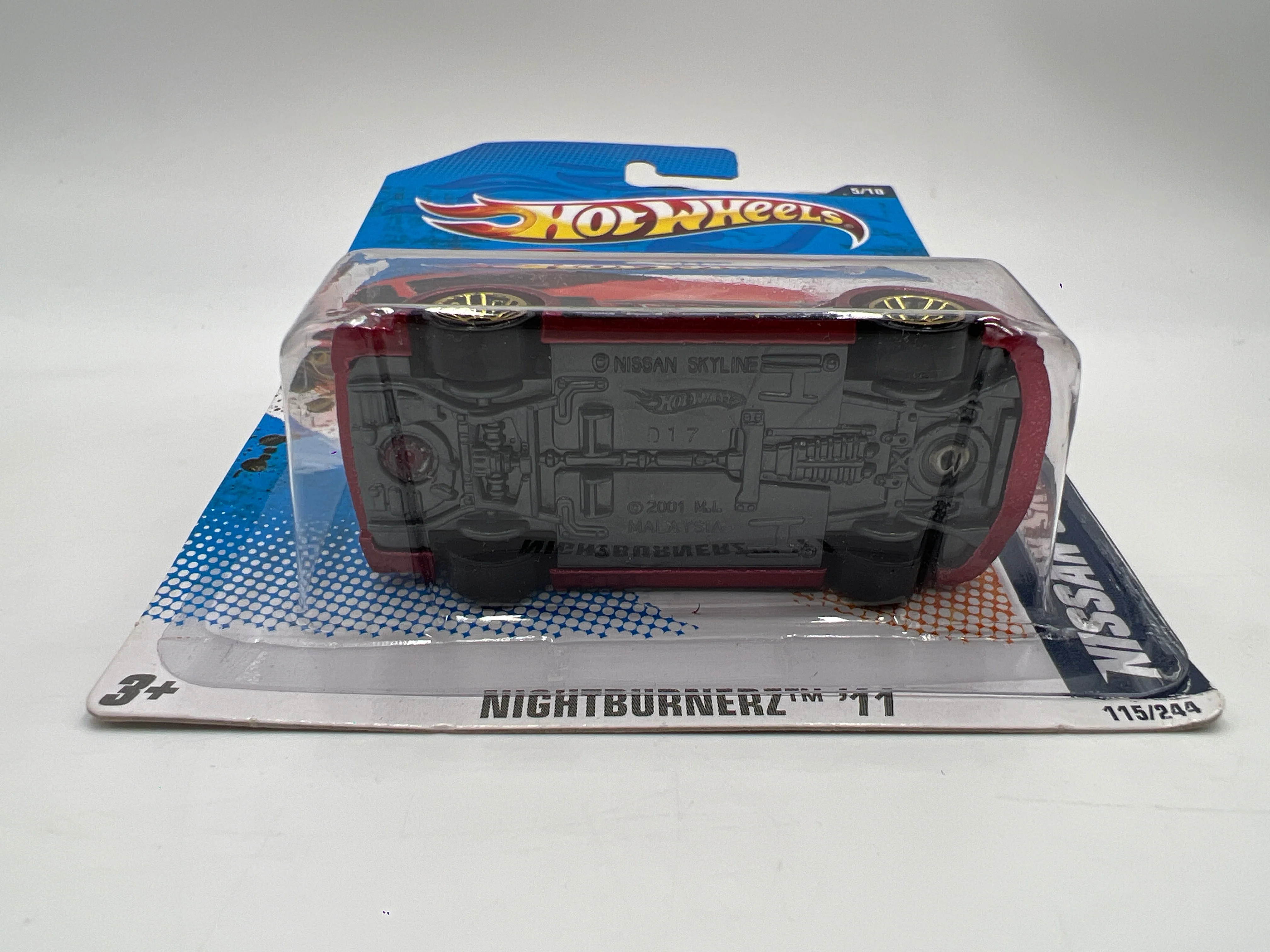2011 Hot Wheels Nightburnerz #115 Nissan Skyline GT-R R32 Red W/Protector - Image 6