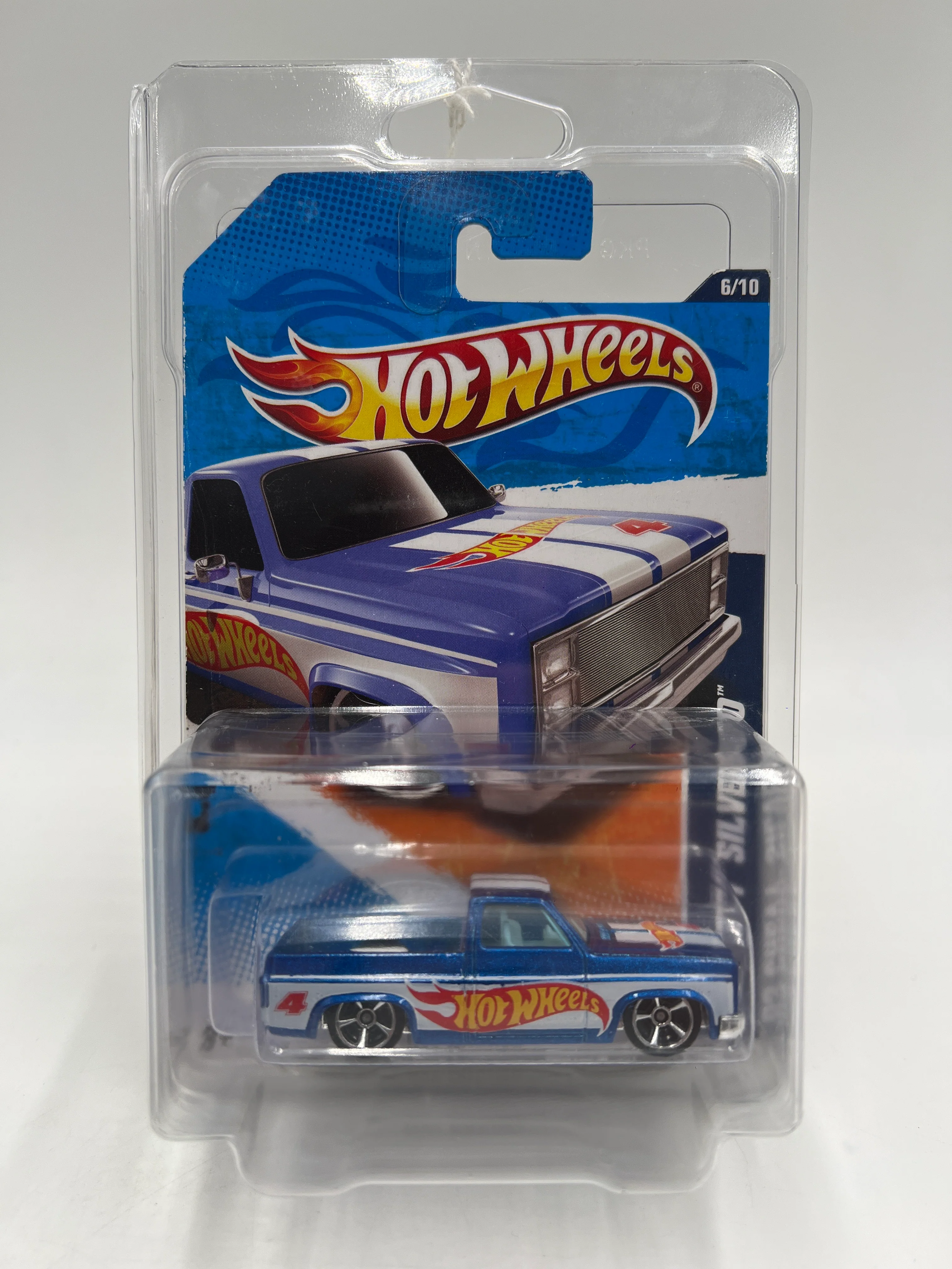 2011 Hot Wheels Racing #156 83 Chevy Silverado Blue W/Protector Intl Card - Image 7