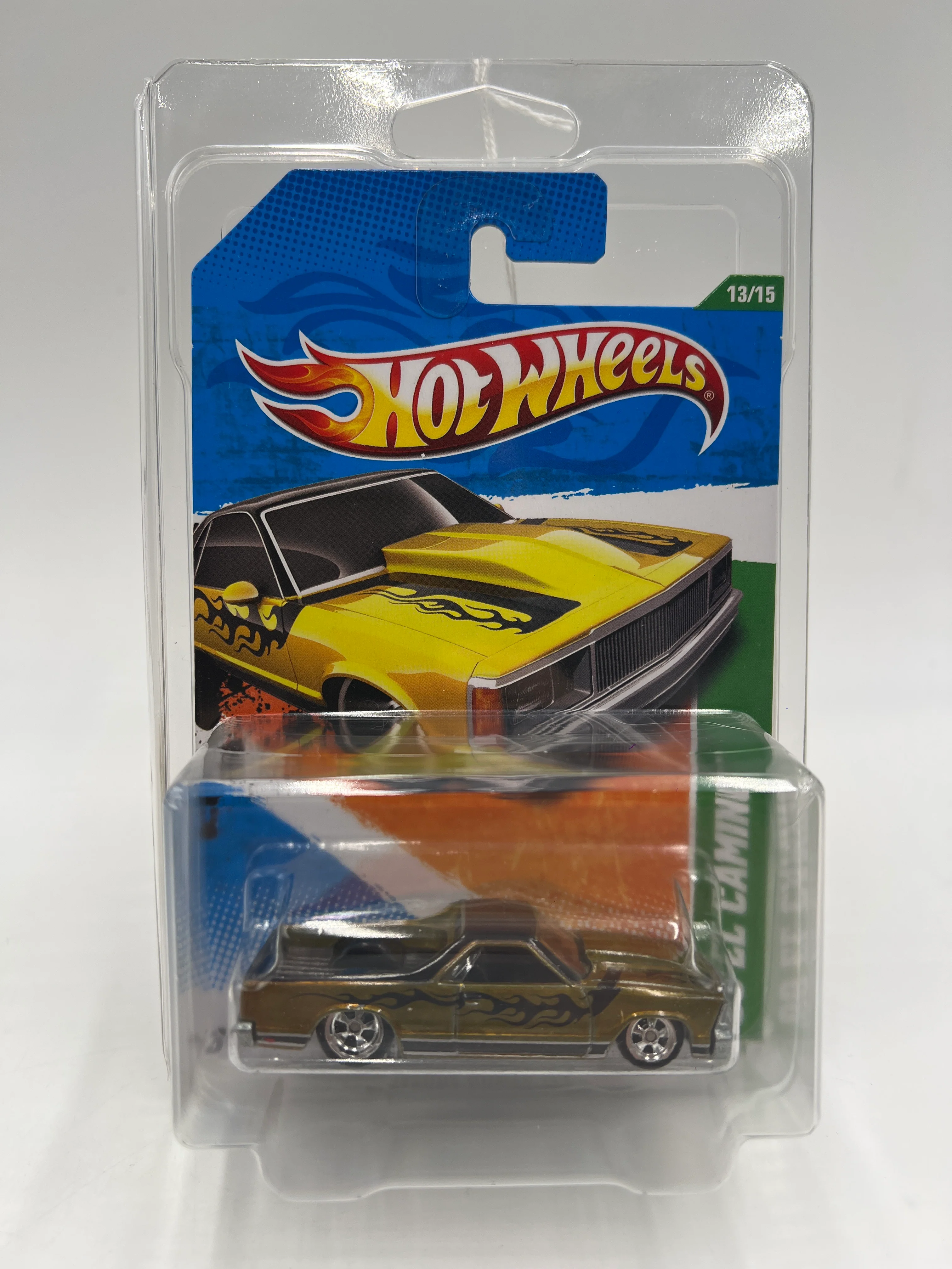 2011 Hot Wheels Super Treasure Hunt #63 80 El Camino Gold W/Protector - Image 7