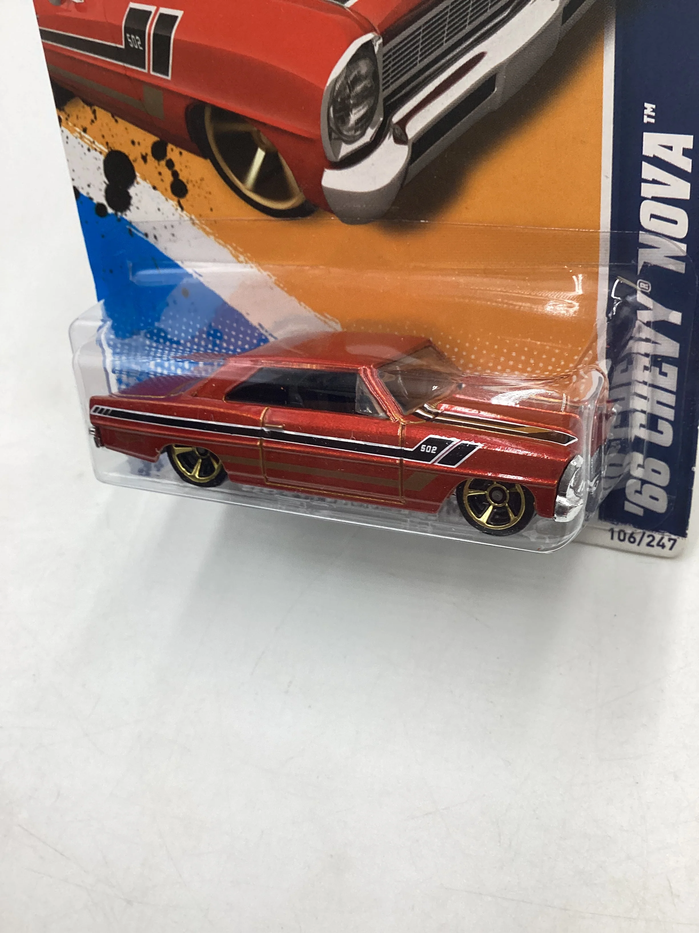 2012 Hot Wheels #106 66 Chevy Nova Burnt Orange 17B - Image 4