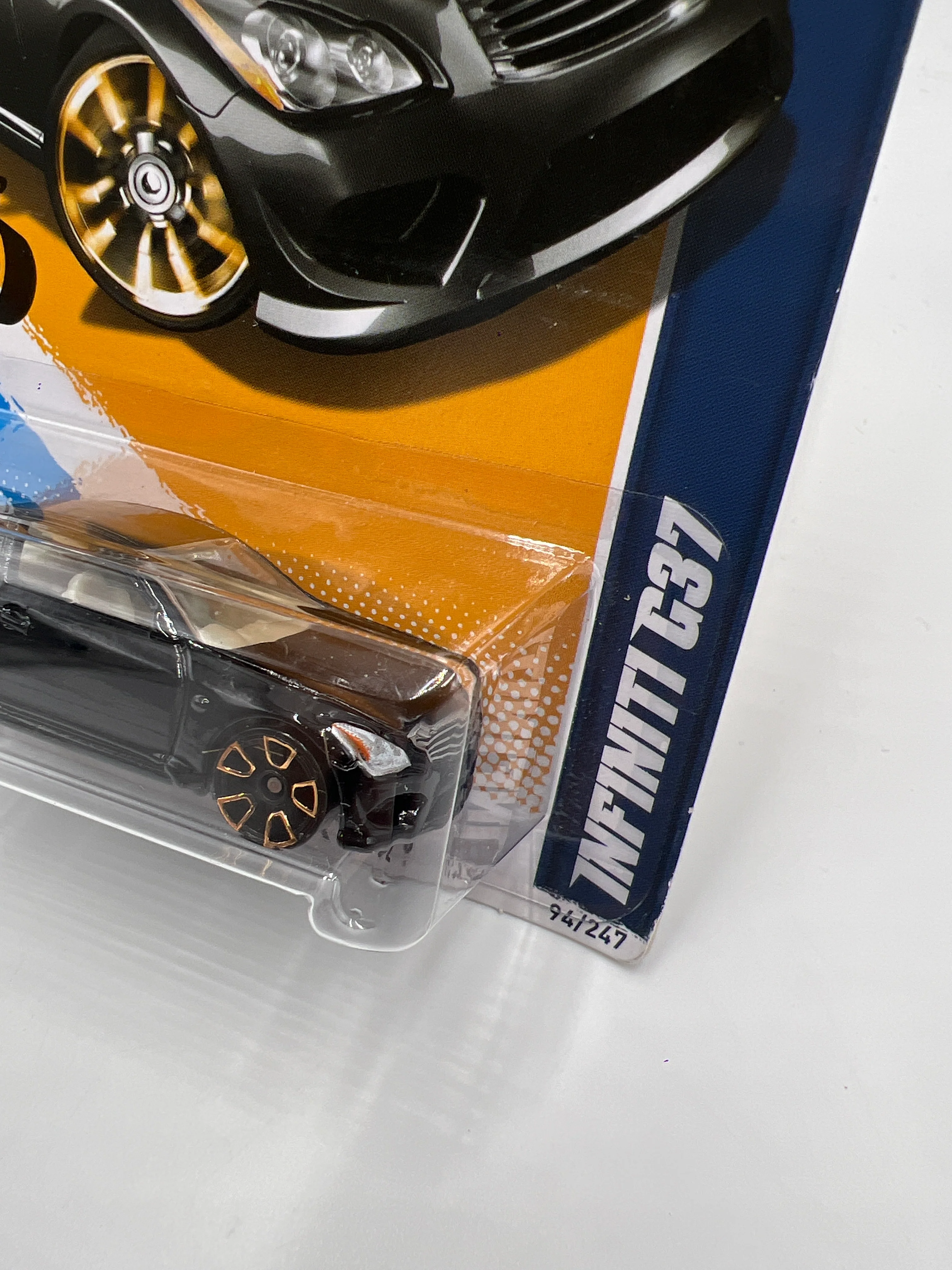 2012 Hot Wheels Faster Than Ever #94 Infiniti G37 Black FTE2 W/Protector - Image 4