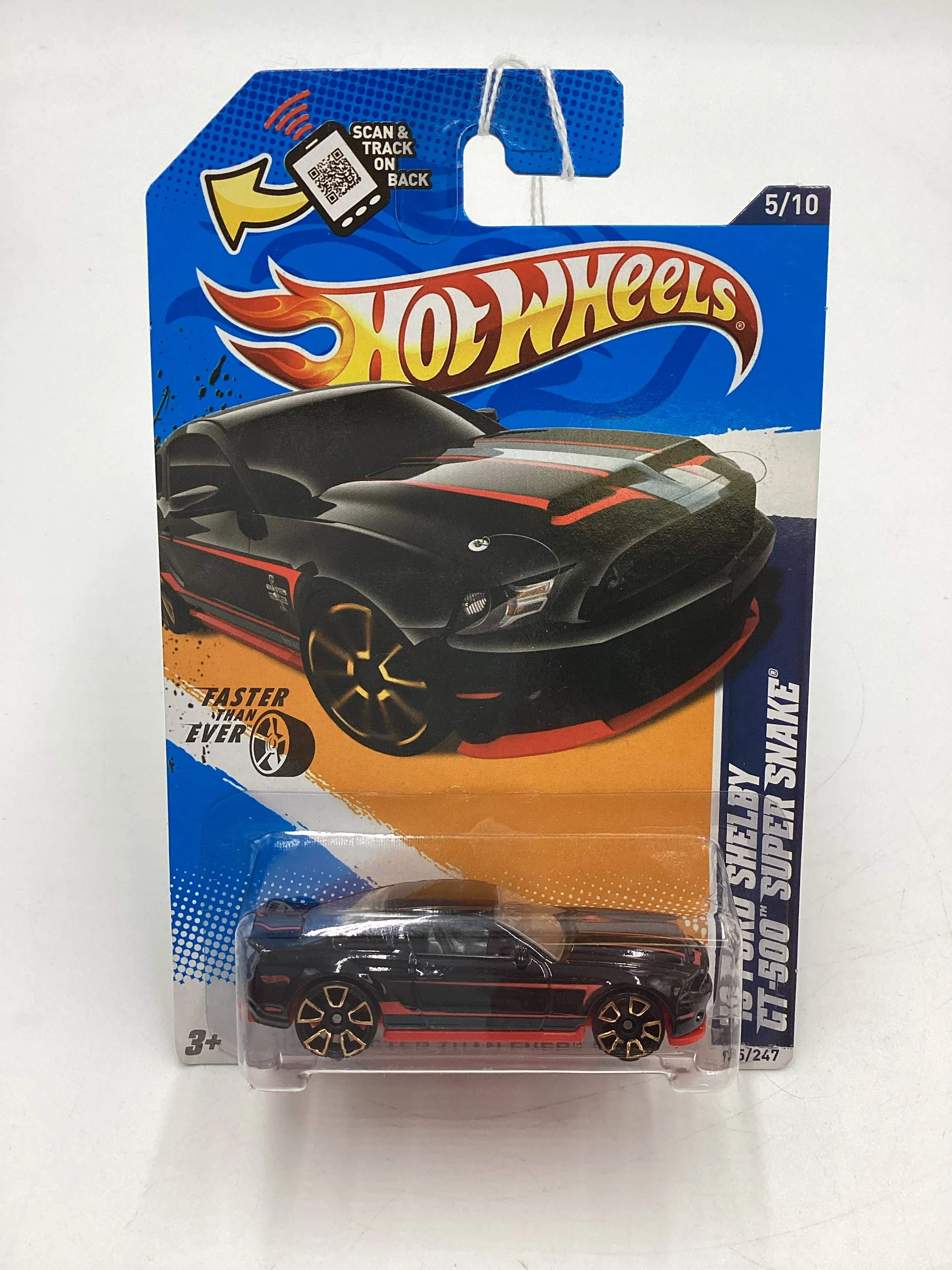2012 Hot Wheels Faster Than Ever #95 10 Ford Shelby GT-500 Super Snake Black - Image 2