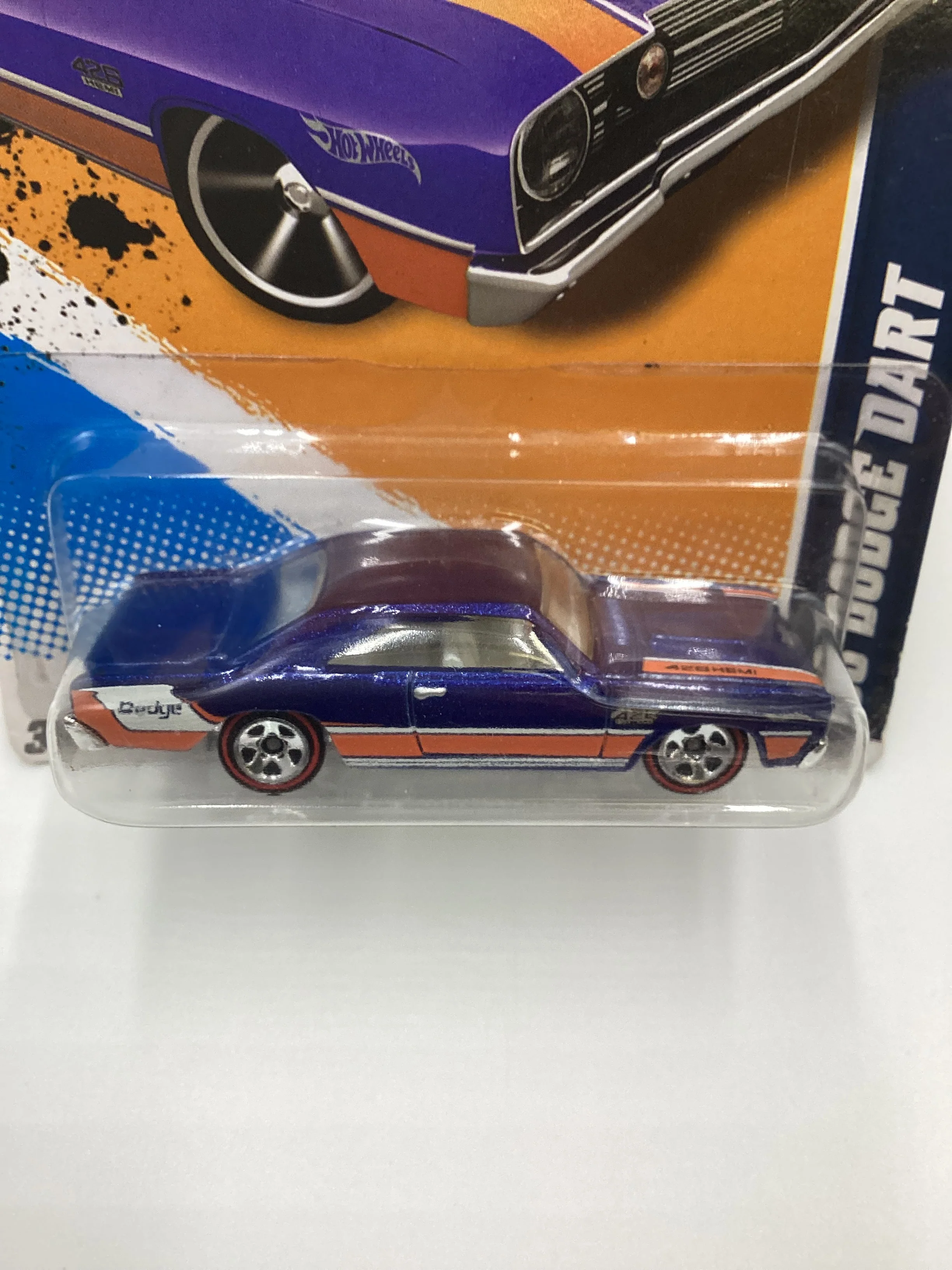 2012 Hot Wheels #81 68 Dodge Dart Blue Walmart Exclusive 234D - Image 3