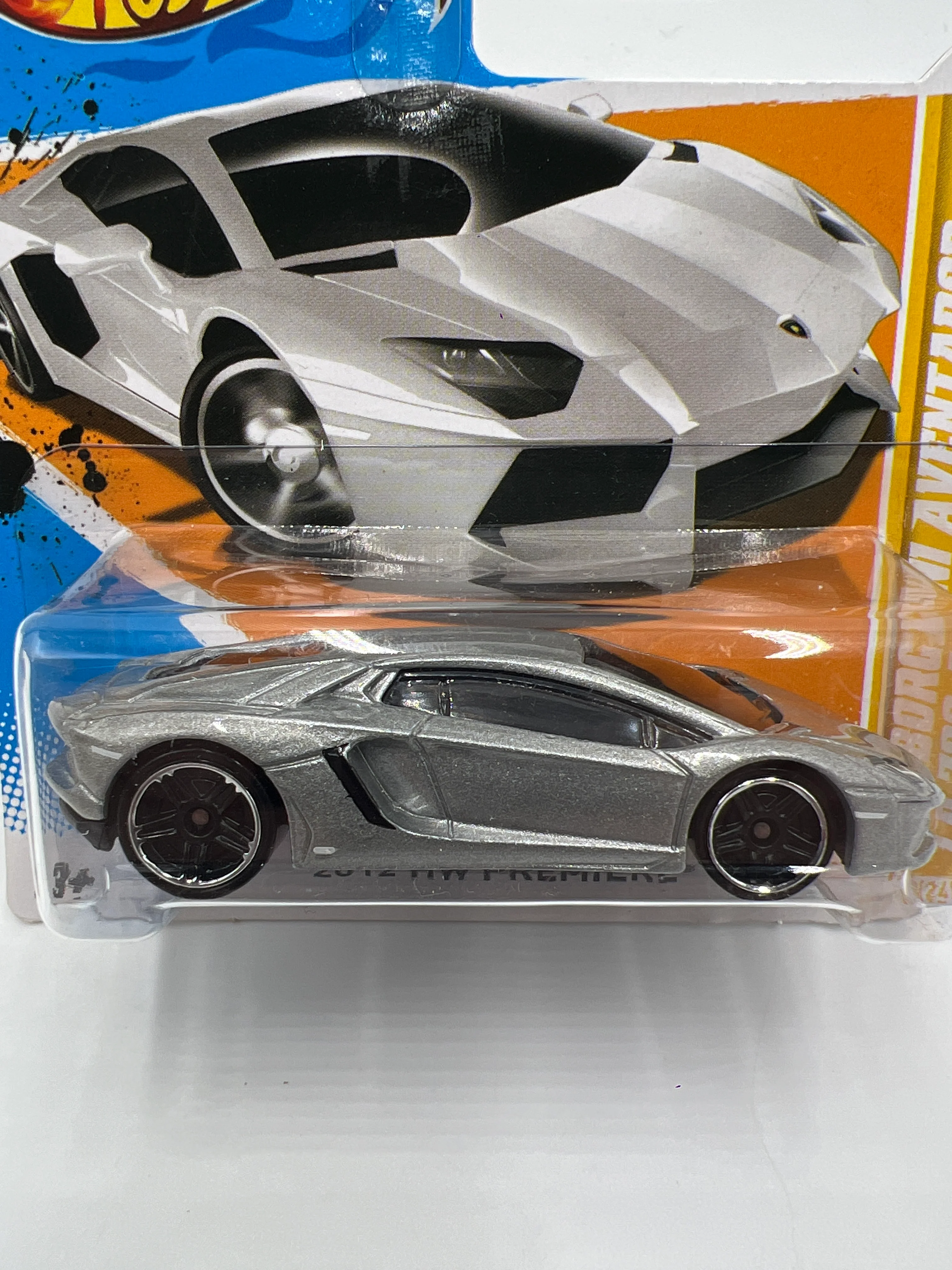 2012 Hot Wheels Short Card Premiere #12 Lamborghini Aventador LP 700-4 Silver W/Protector 1 - Image 2