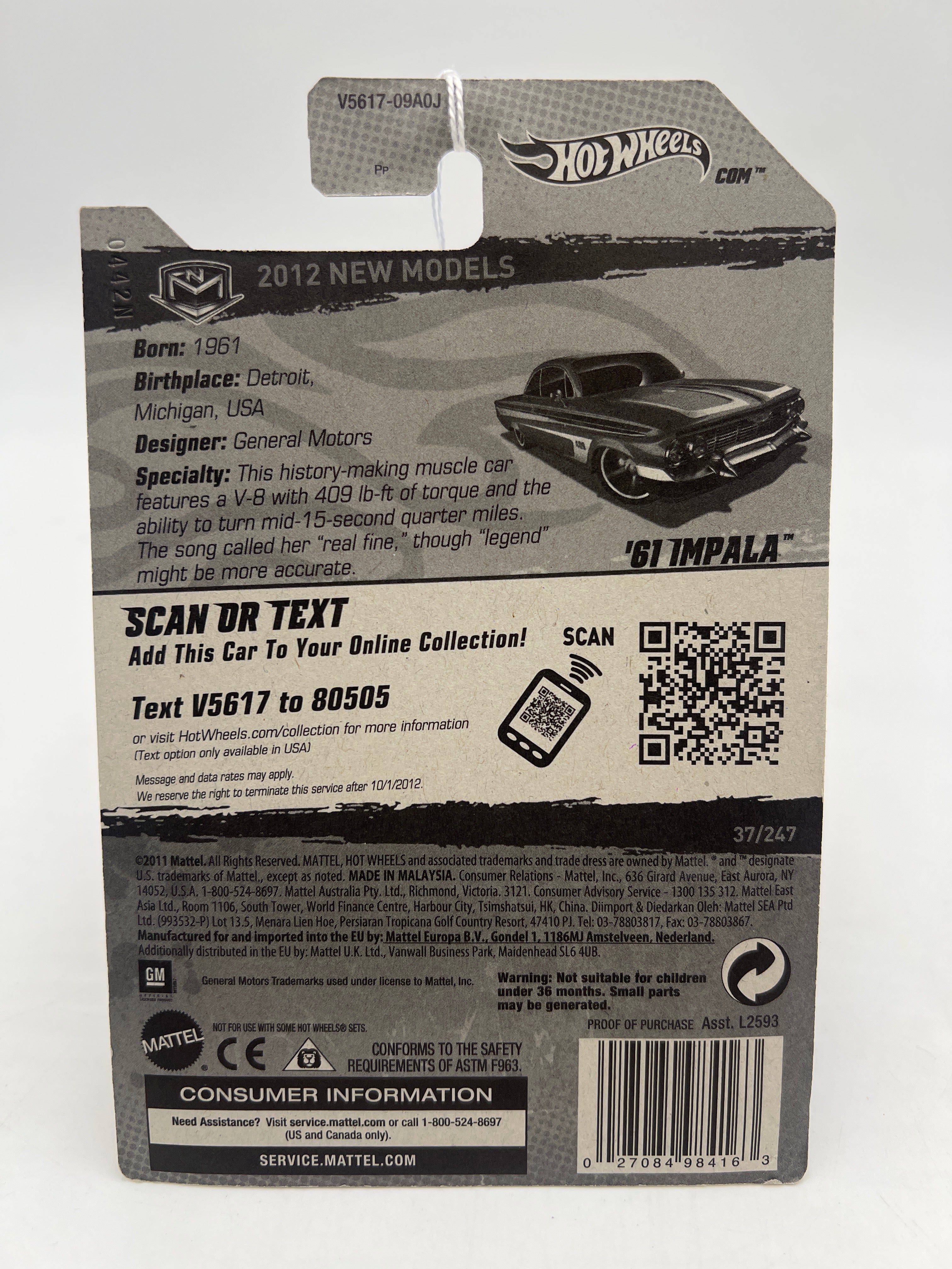 2012 Hot Wheels New Models #37 61 Impala Red see last pic and desc 6E - Image 6