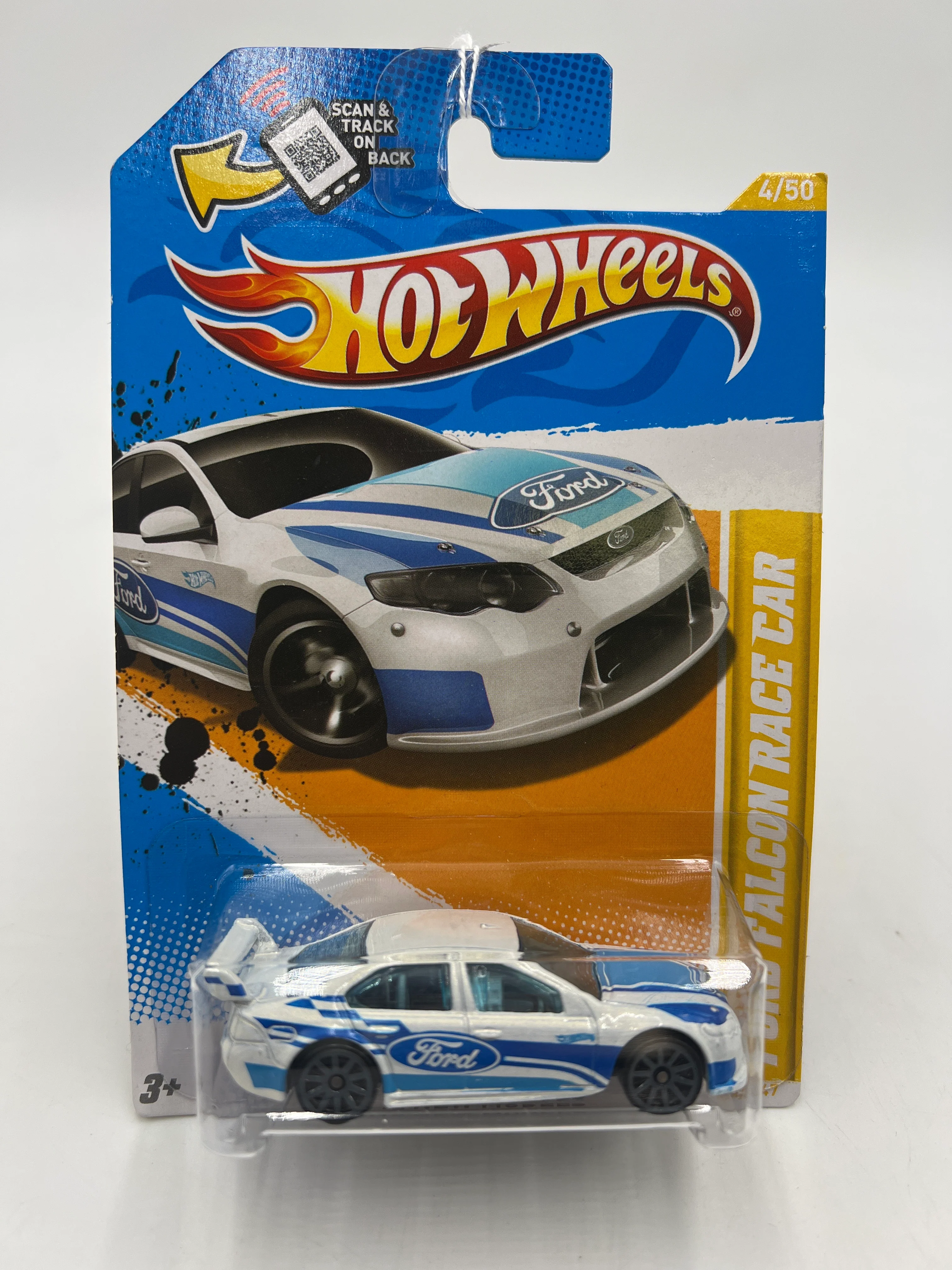 2012 Hot Wheels New Models #4 Ford Falcon Race Car White 32F - Image 2
