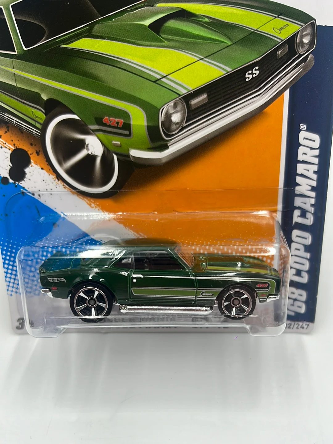 2012 Hot Wheels Muscle Mania 68 Copo Camaro Green 102/247 3C - Image 3