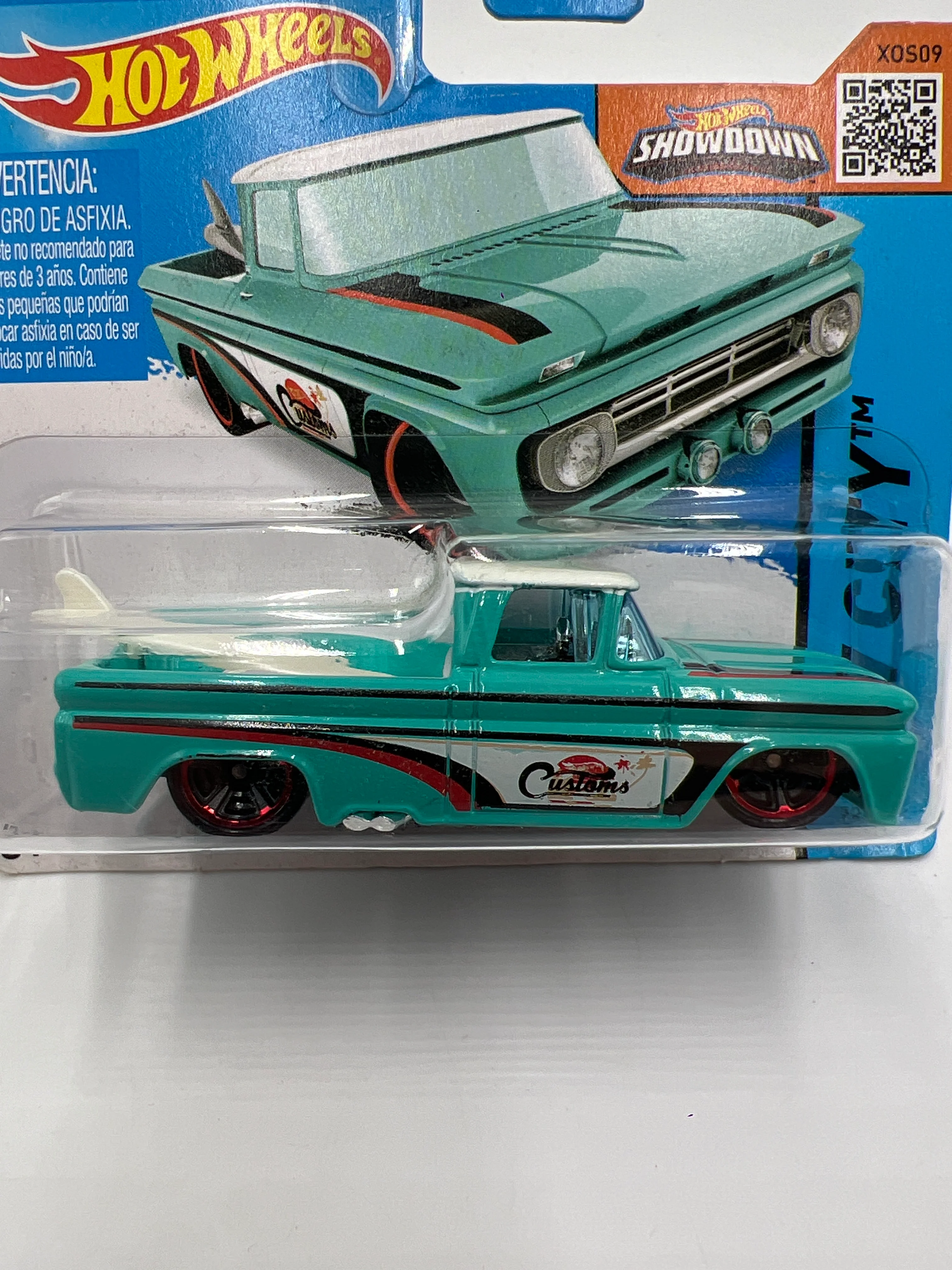 2015 Hot Wheels Short Card HW City #72 Custom 62 Chevy Turquoise Blue W/Protector - Image 2