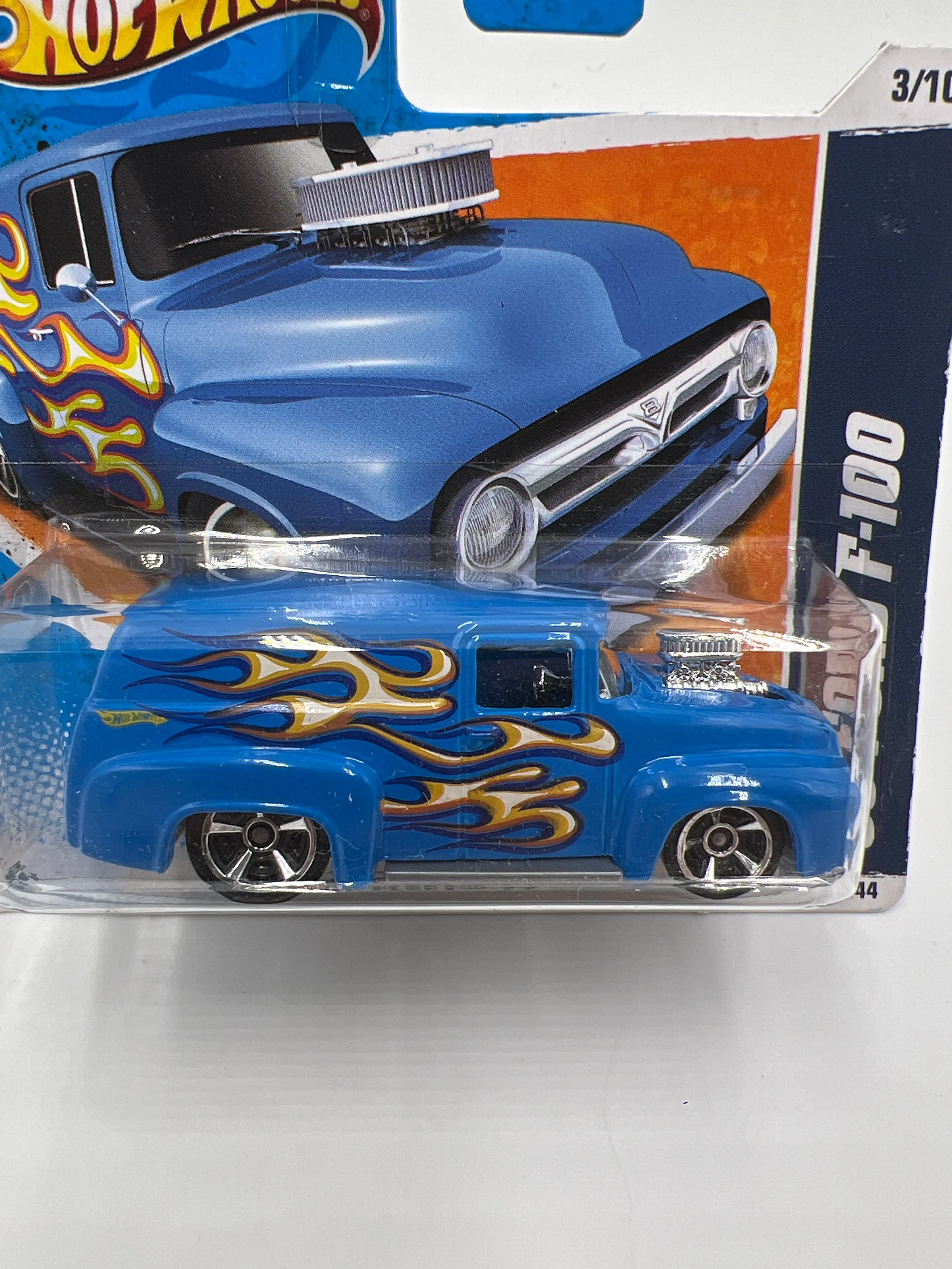 2011 Hot Wheels Short Card Heat Fleet #93 56 Ford F-100 Blue - Image 2