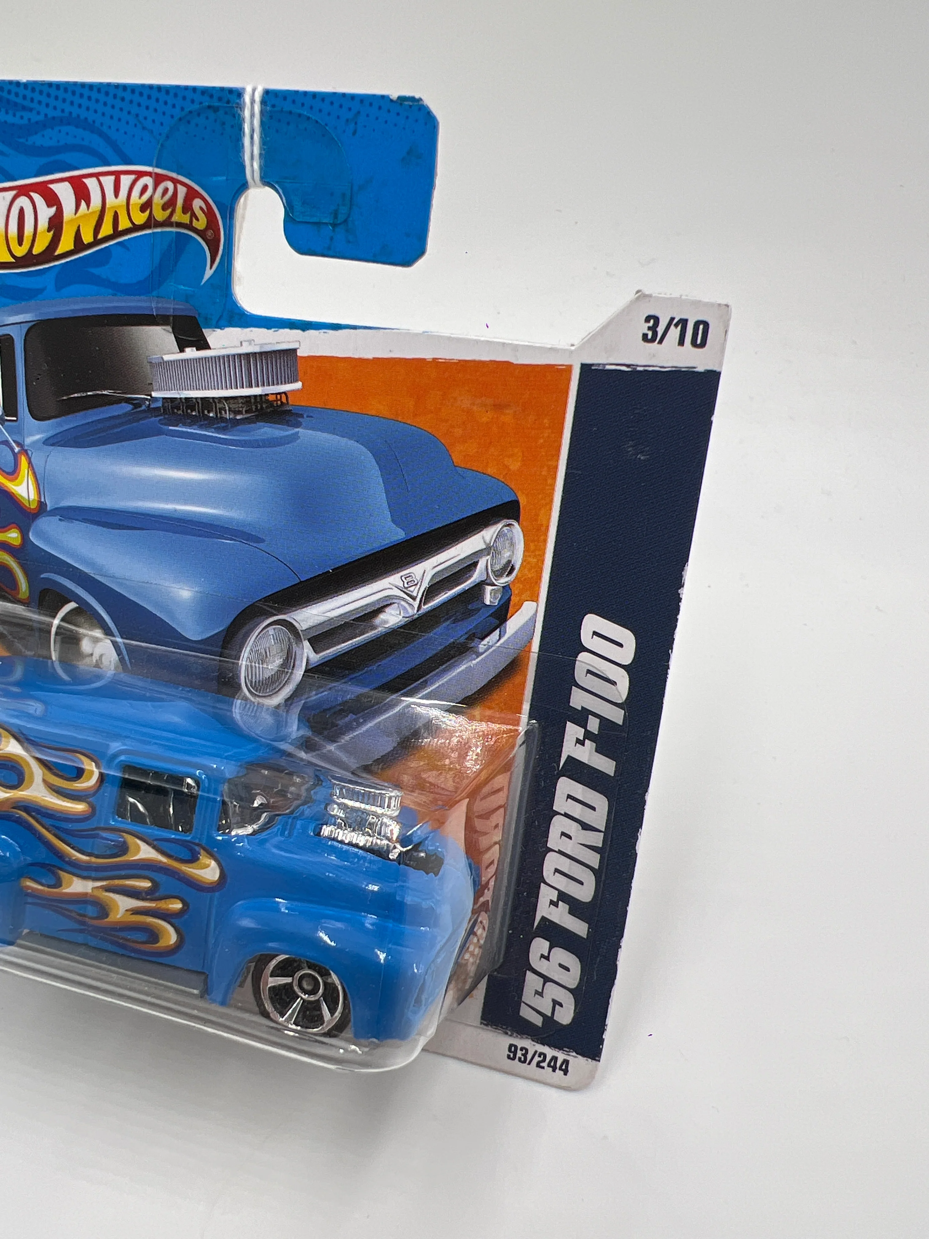 2011 Hot Wheels Short Card Heat Fleet #93 56 Ford F-100 Blue - Image 3