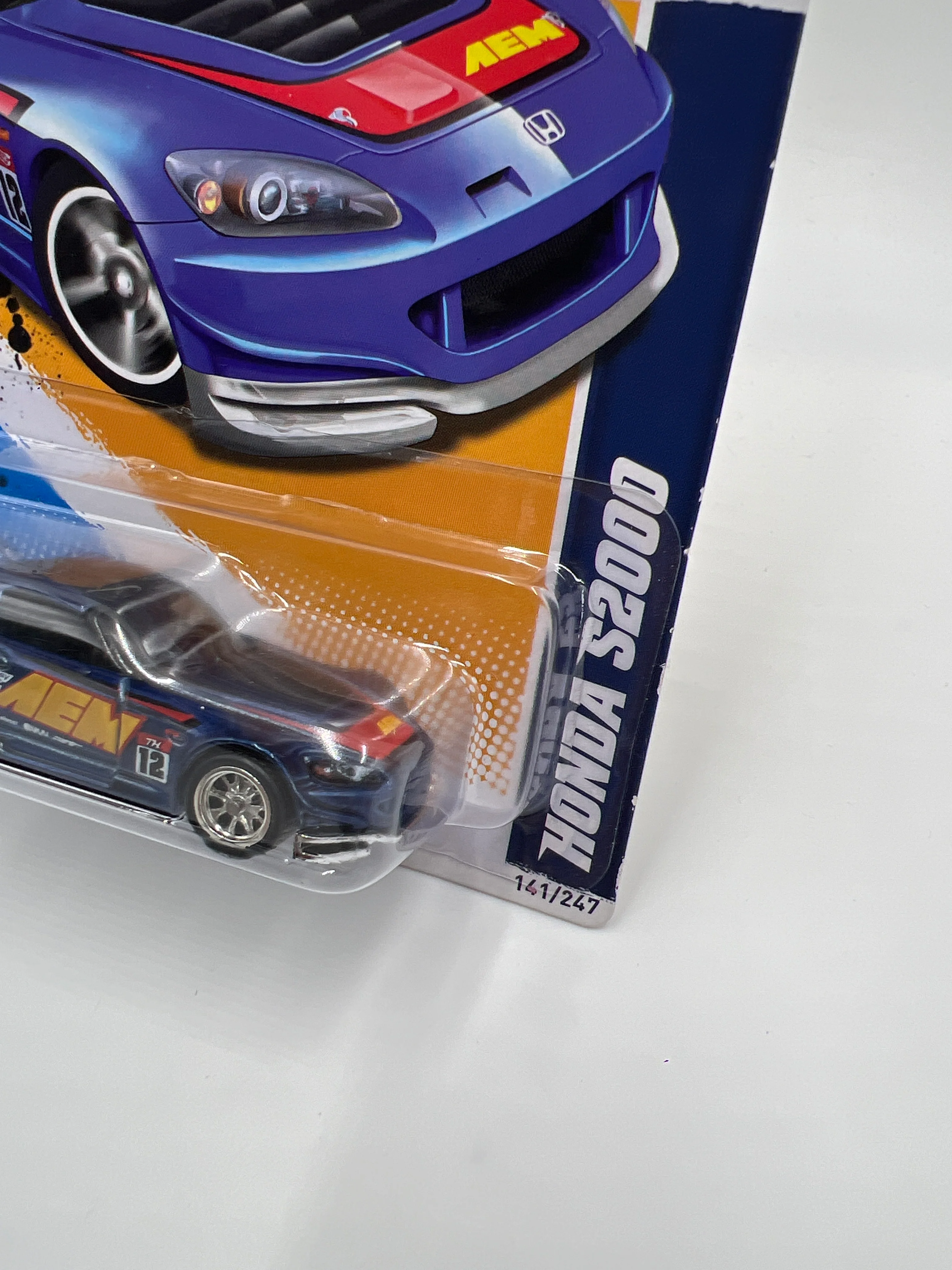 2012 Hot Wheels Super Treasure Hunt #141 Honda S2000 AEM Blue W/Protector International Card - Image 3