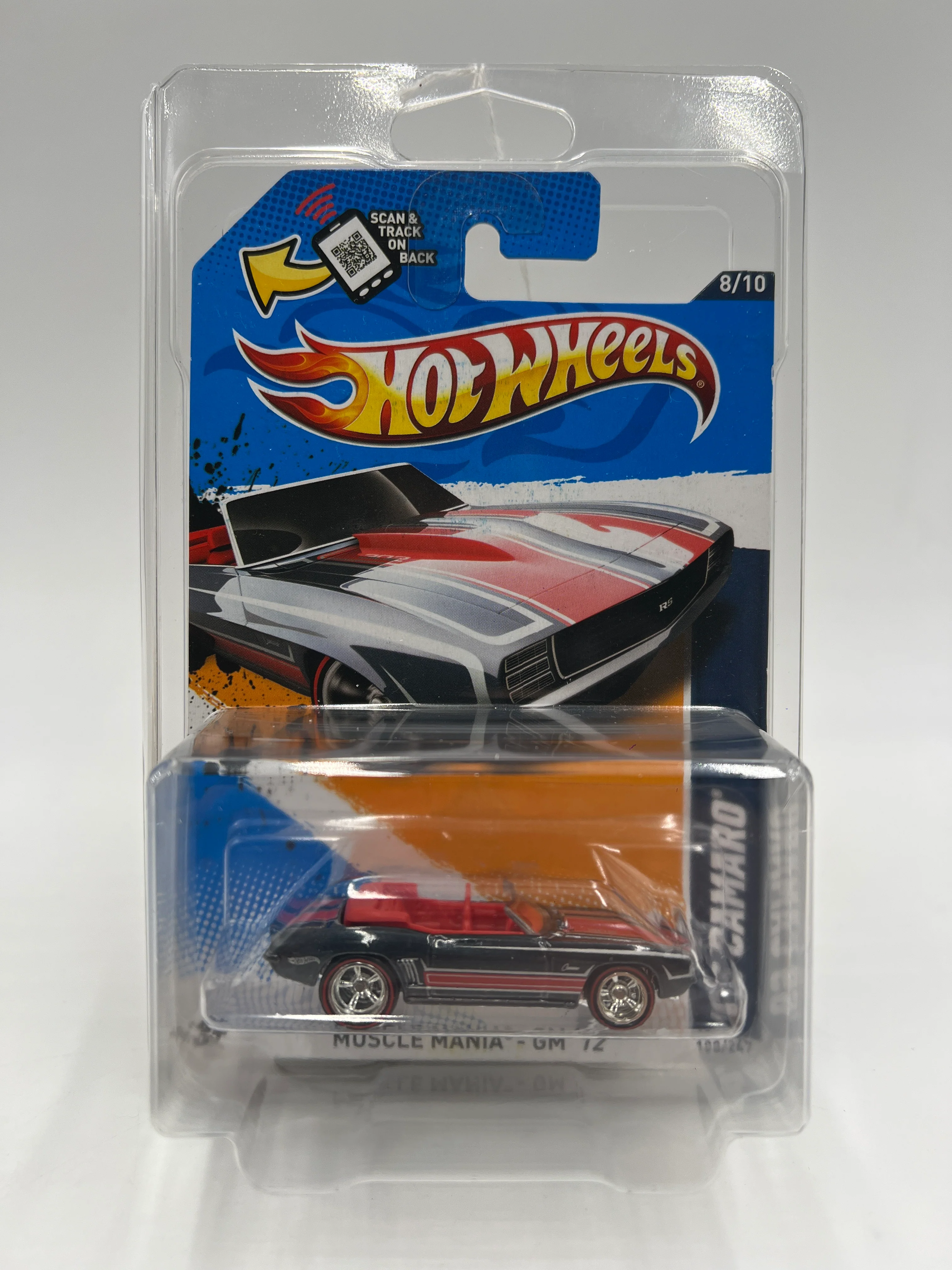 2012 Hot Wheels Super Treasure Hunt #108 69 Camaro Convertible W/Protector - Image 7