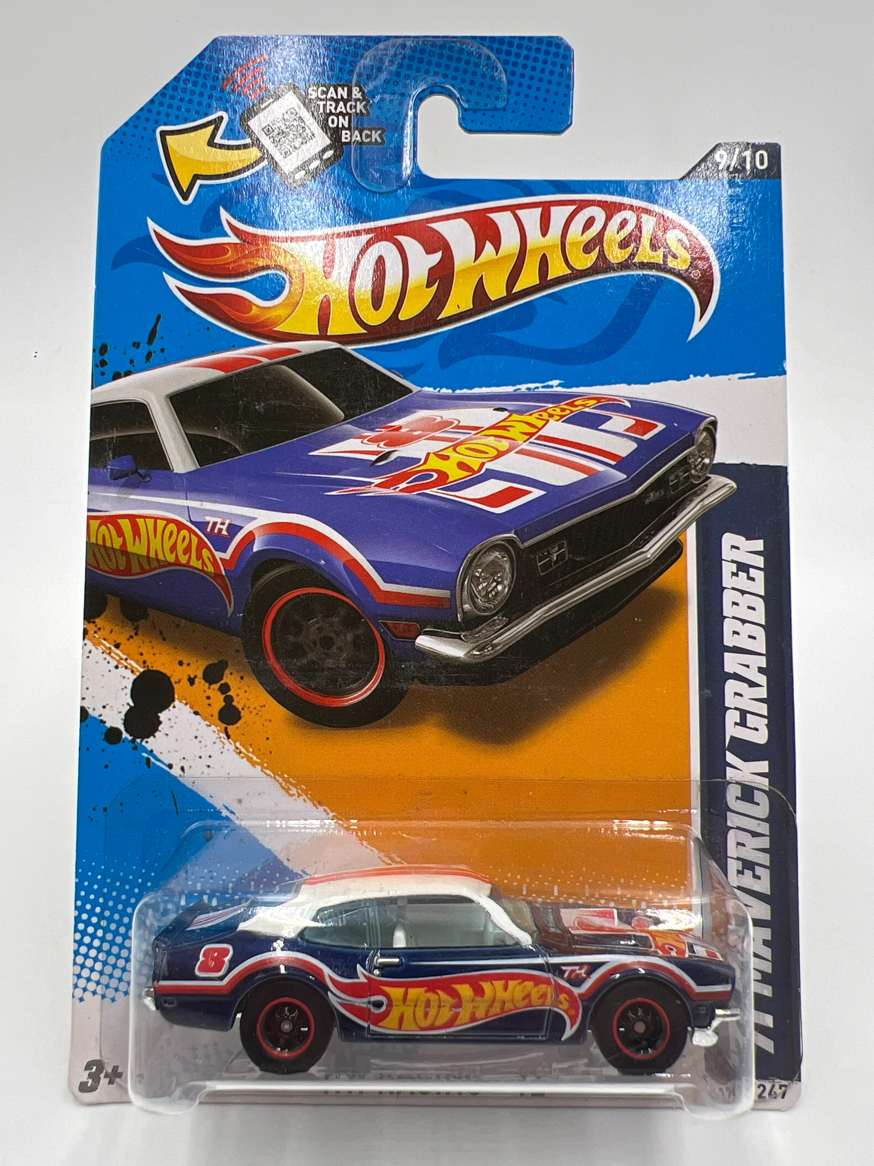 2012 Hot Wheels Super Treasure Hunt #179 71 Maverick Grabber Blue W/Protector - Image 2