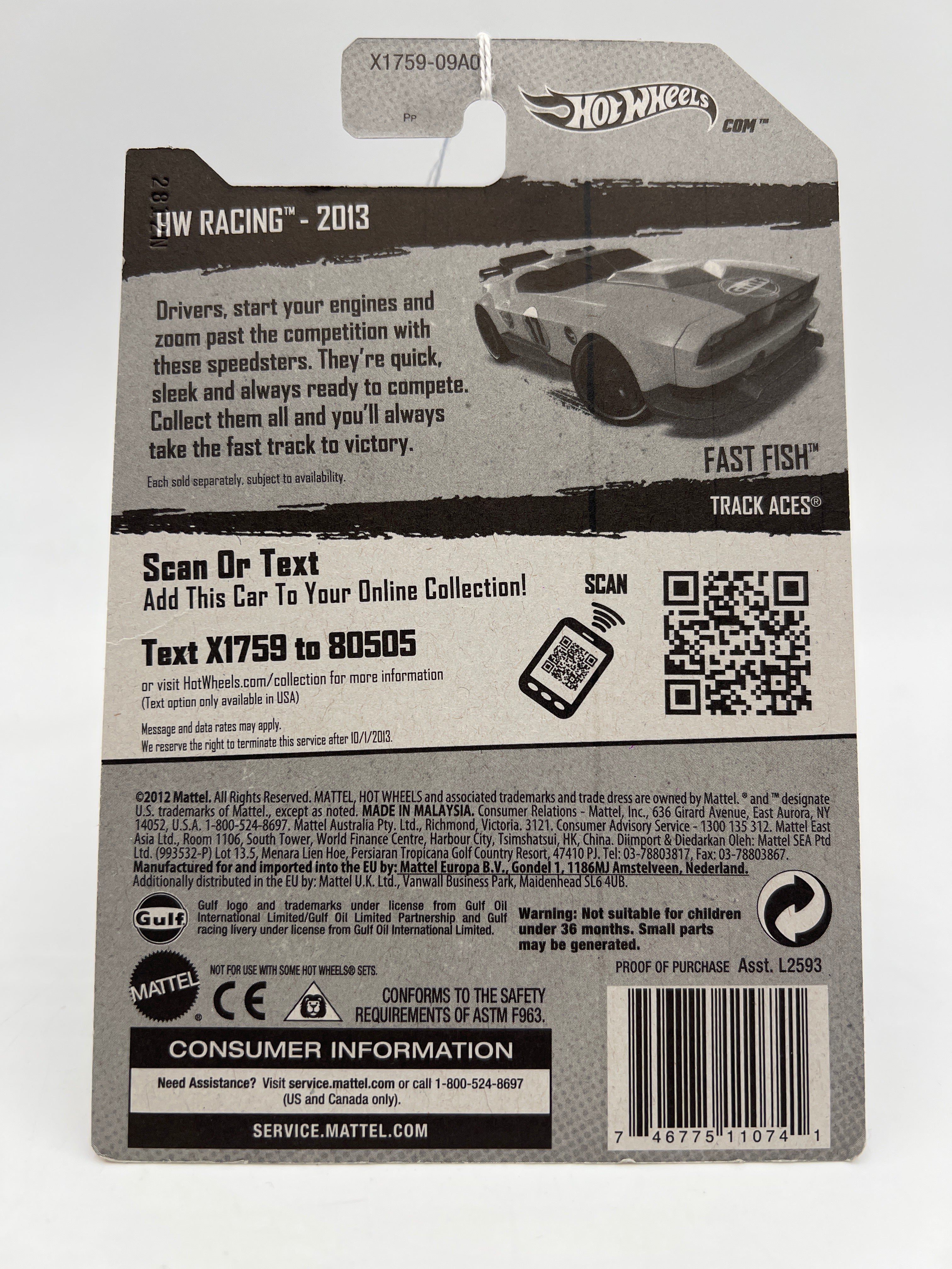 2013 Hot Wheels HW Racing Treasure Hunt #128 Fast Fish Gulf Blue/Orange 275A - Image 7