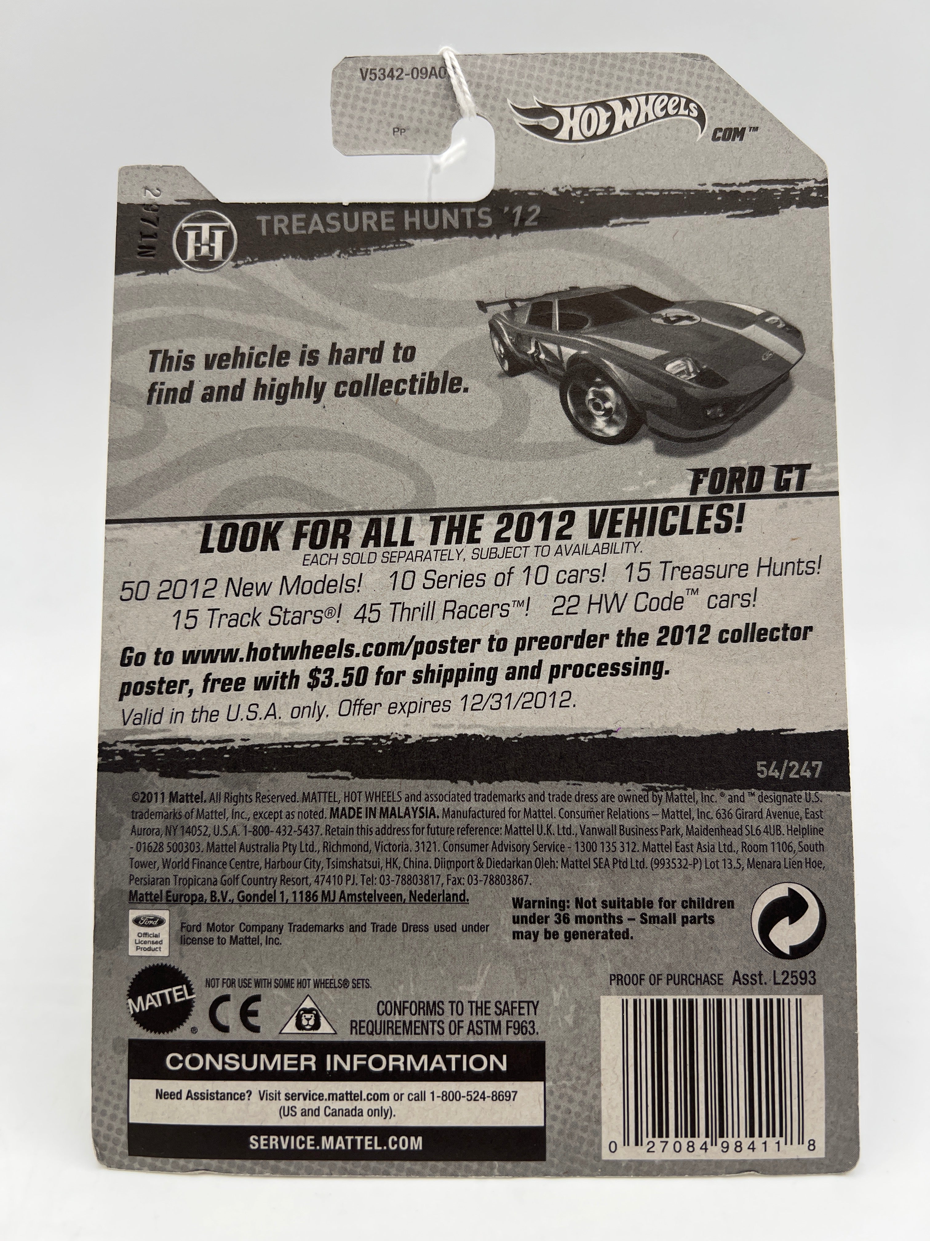 2012 Hot Wheels Treasure Hunts #54 Ford GT Red - Image 7