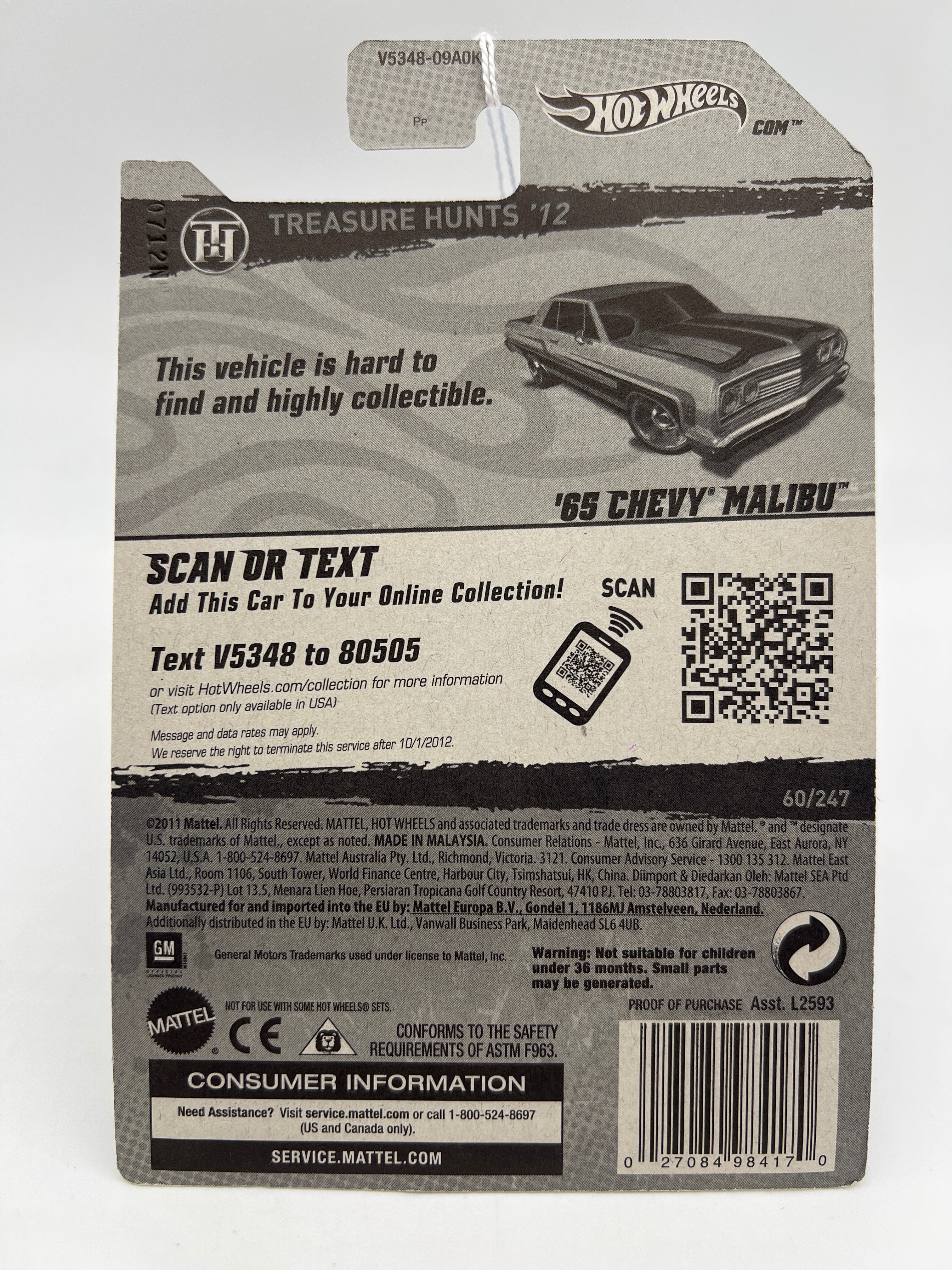 2012 Hot Wheels Treasure Hunts #60 65 Chevy Malibu Green - Image 7