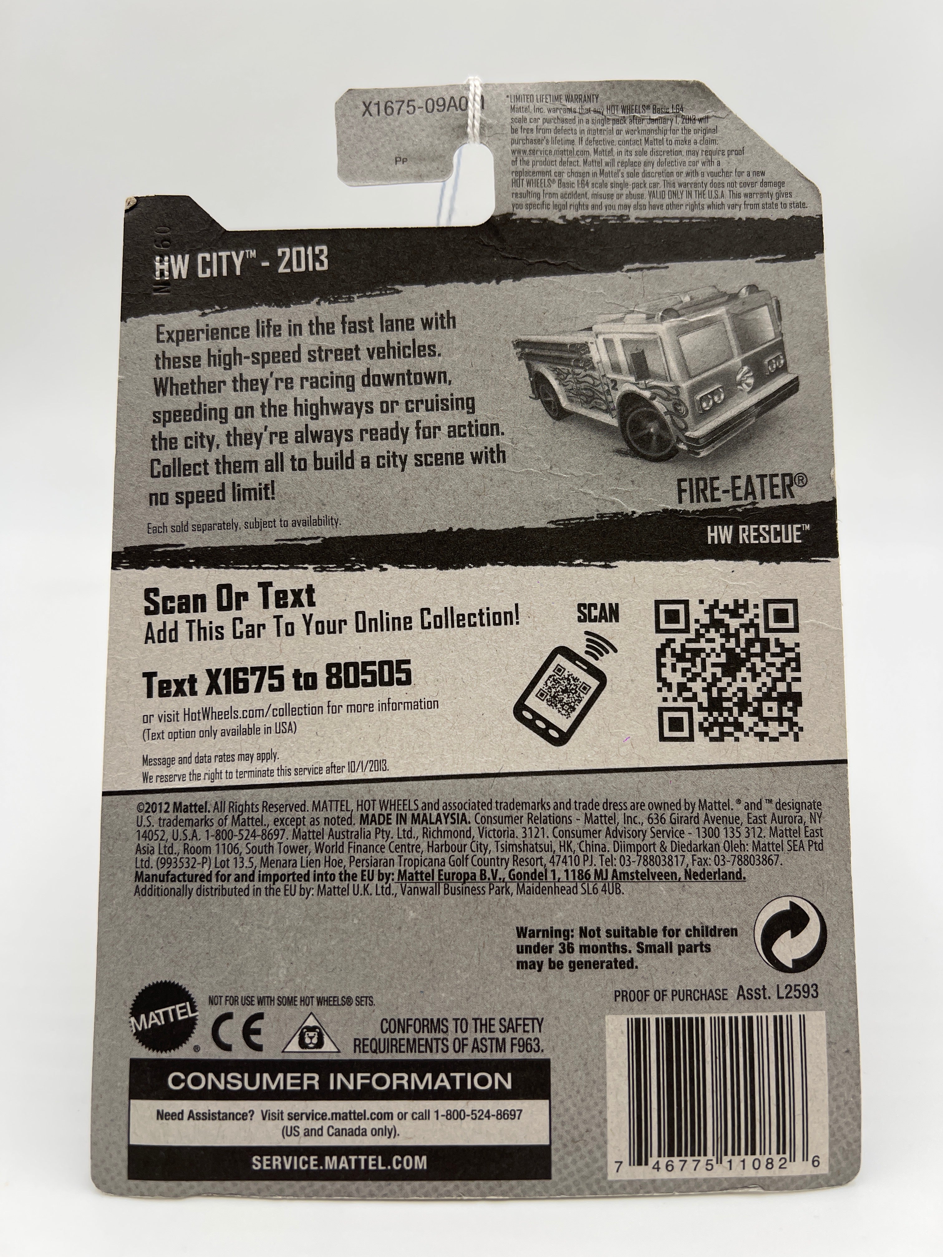 2013 Hot Wheels Treasure Hunt #19 Fire Eater White - Image 6