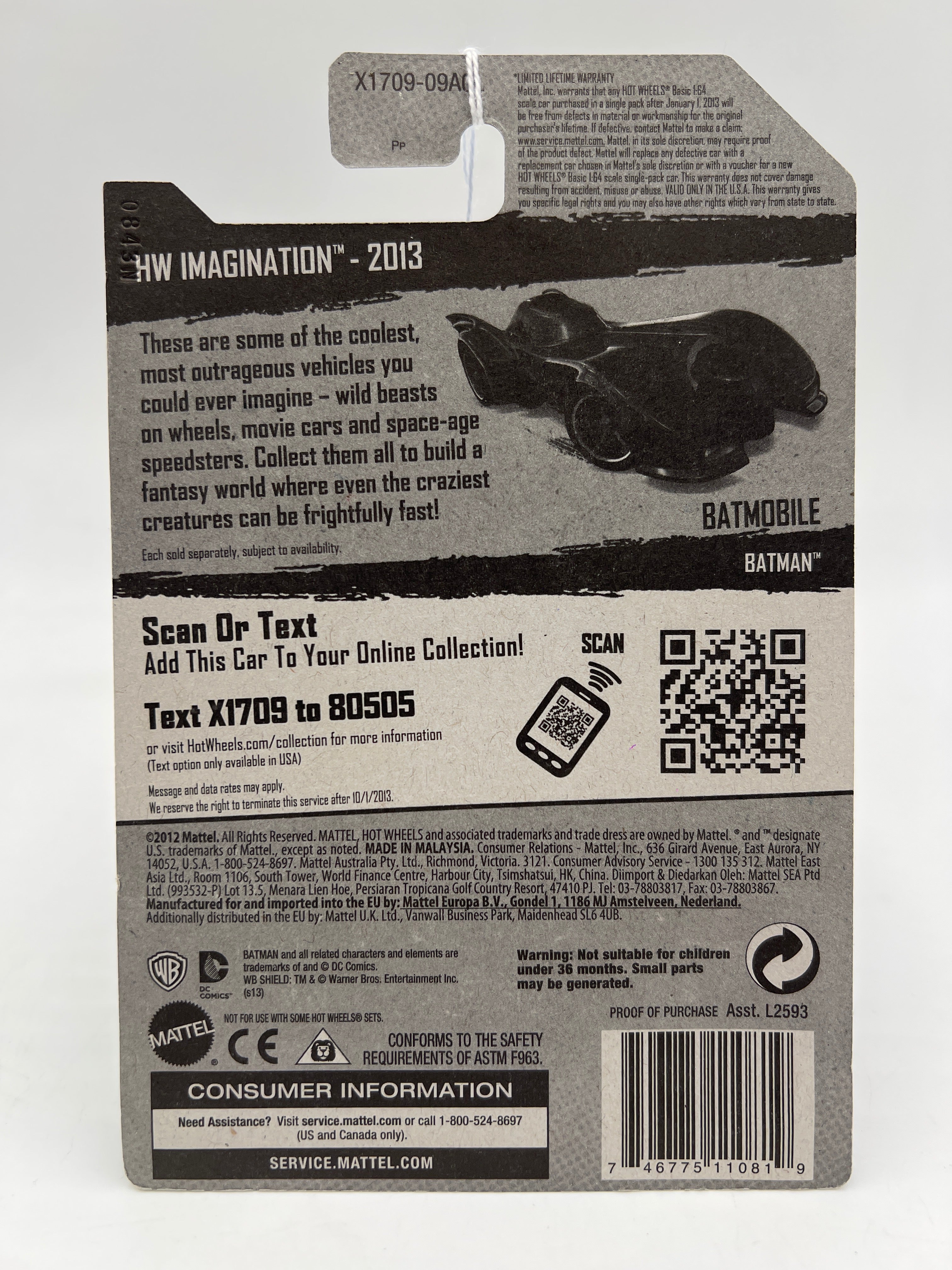 2013 Hot Wheels HW Imagination #61 Batmobile Black 117E - Image 7