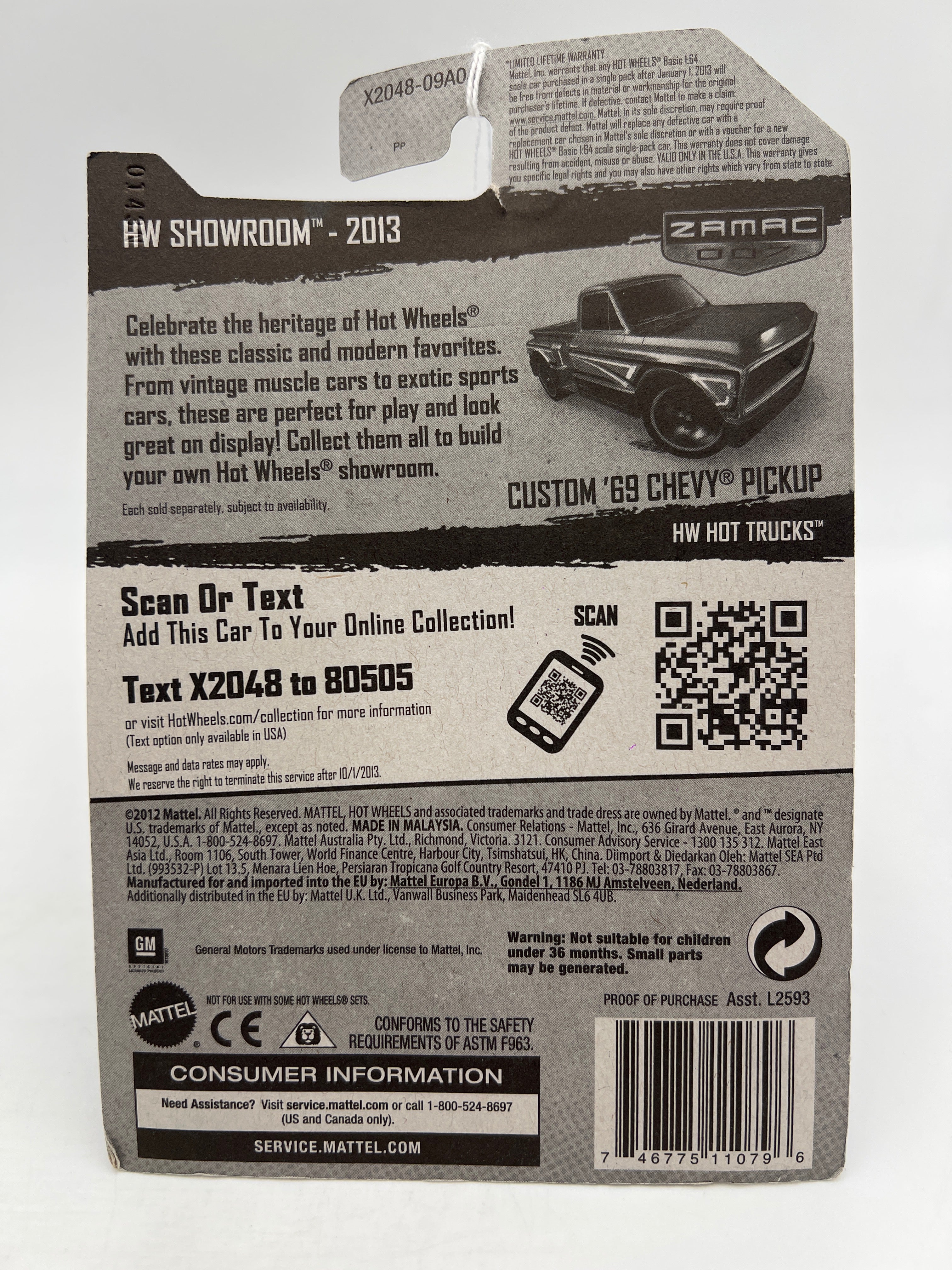 2013 Hot Wheels Walmart Exclusive Zamac 7 #161 Custom 69 Chevy Pickup 147B - Image 6