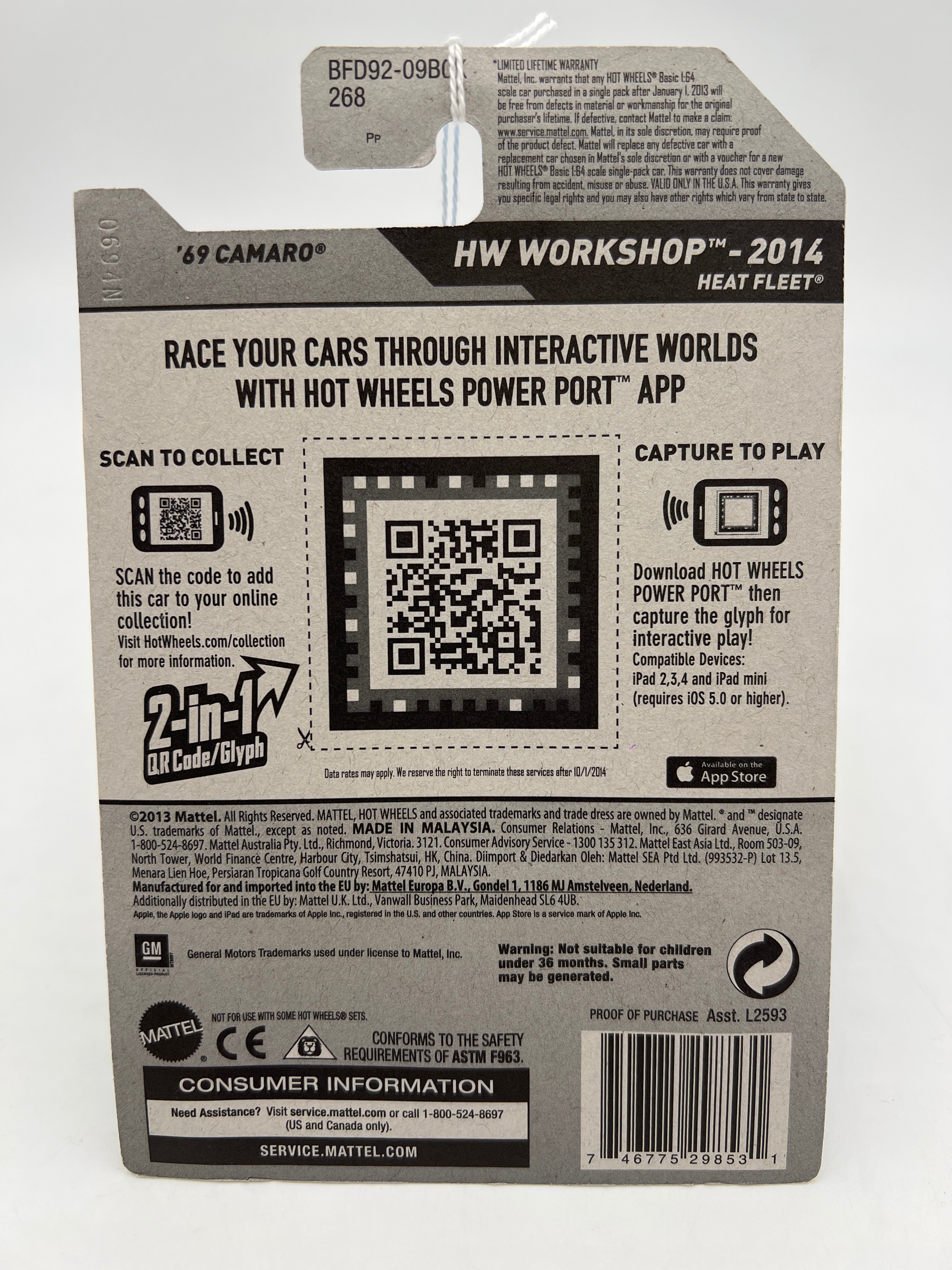 2014 Hot Wheels Workshop #213 69 Camaro Blue 18E - Image 6