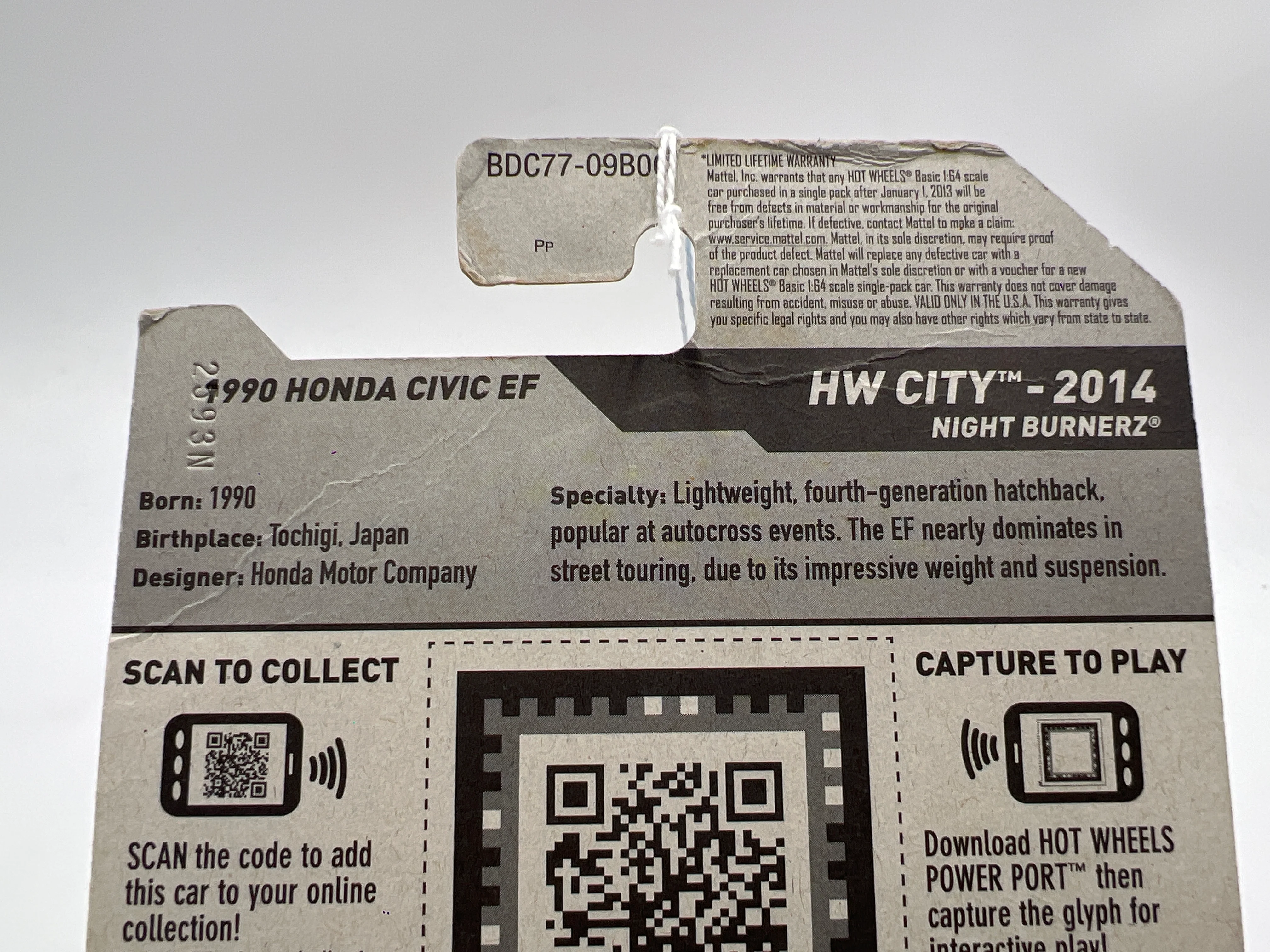 2014 Hot Wheels City #30 1990 Honda Civic EF Red Bad Card 78A - Image 10