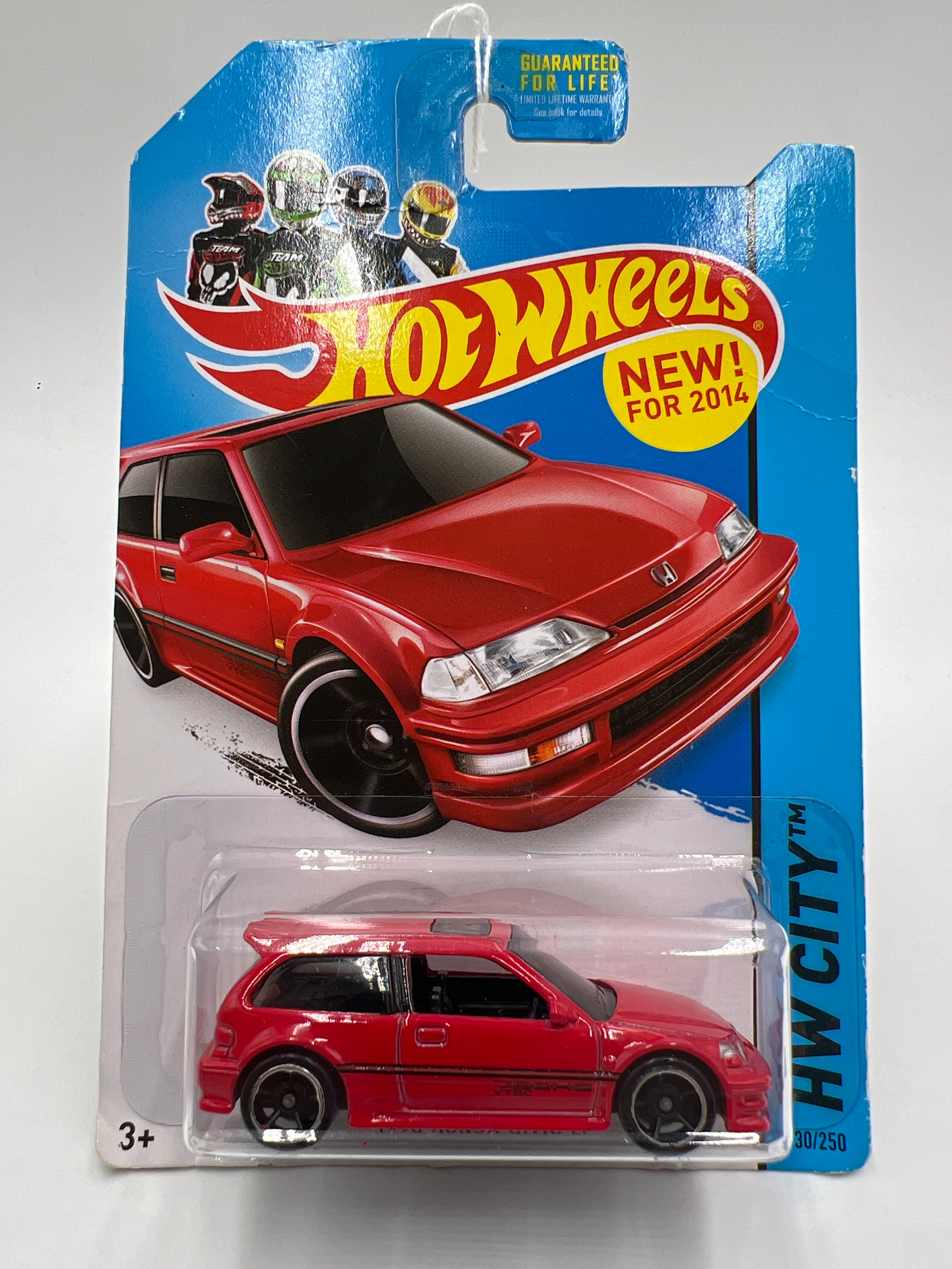 2014 Hot Wheels City #30 1990 Honda Civic EF Red Bad Card 78A - Image 2