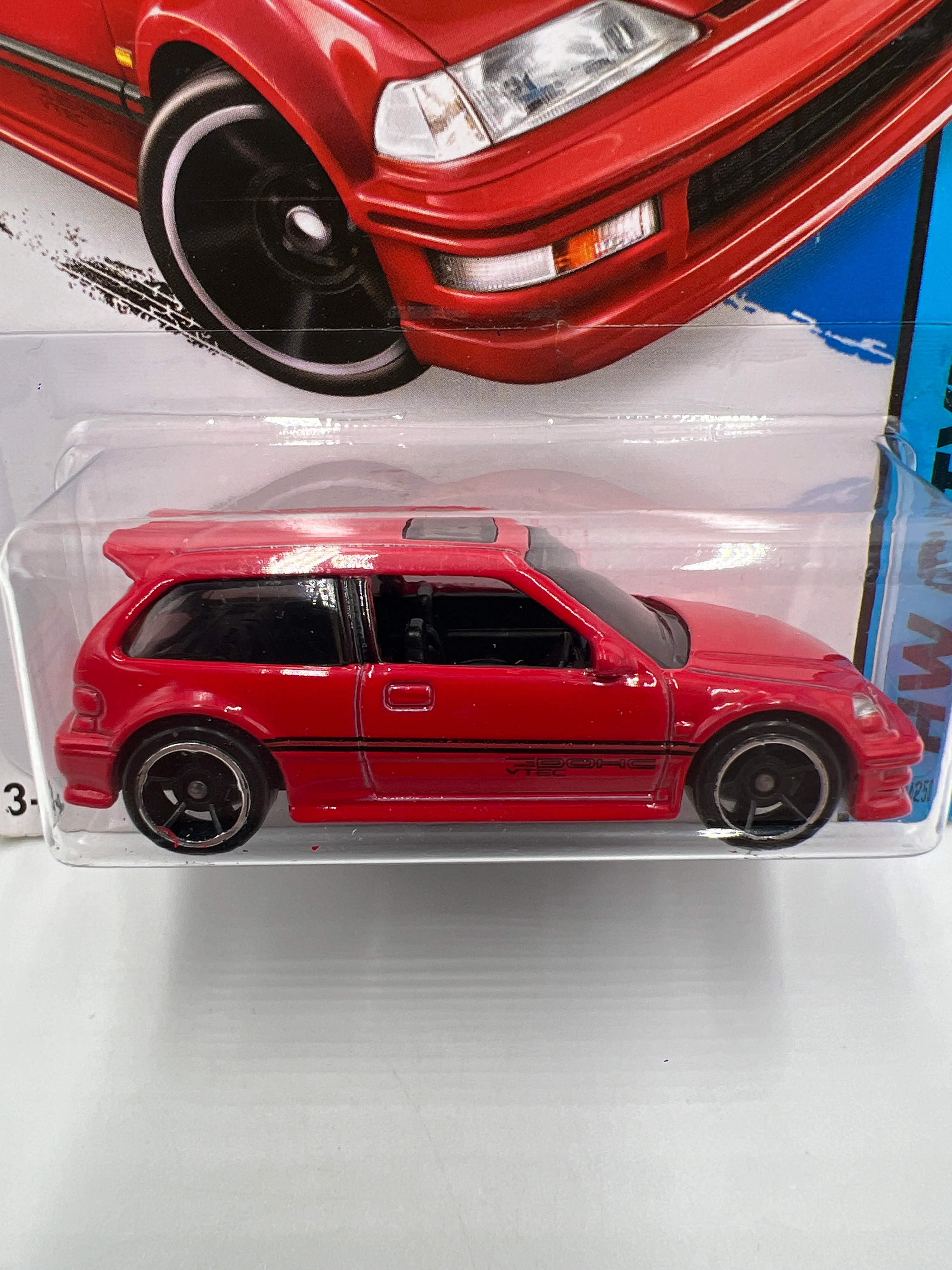 2014 Hot Wheels City #30 1990 Honda Civic EF Red Bad Card 78A - Image 3