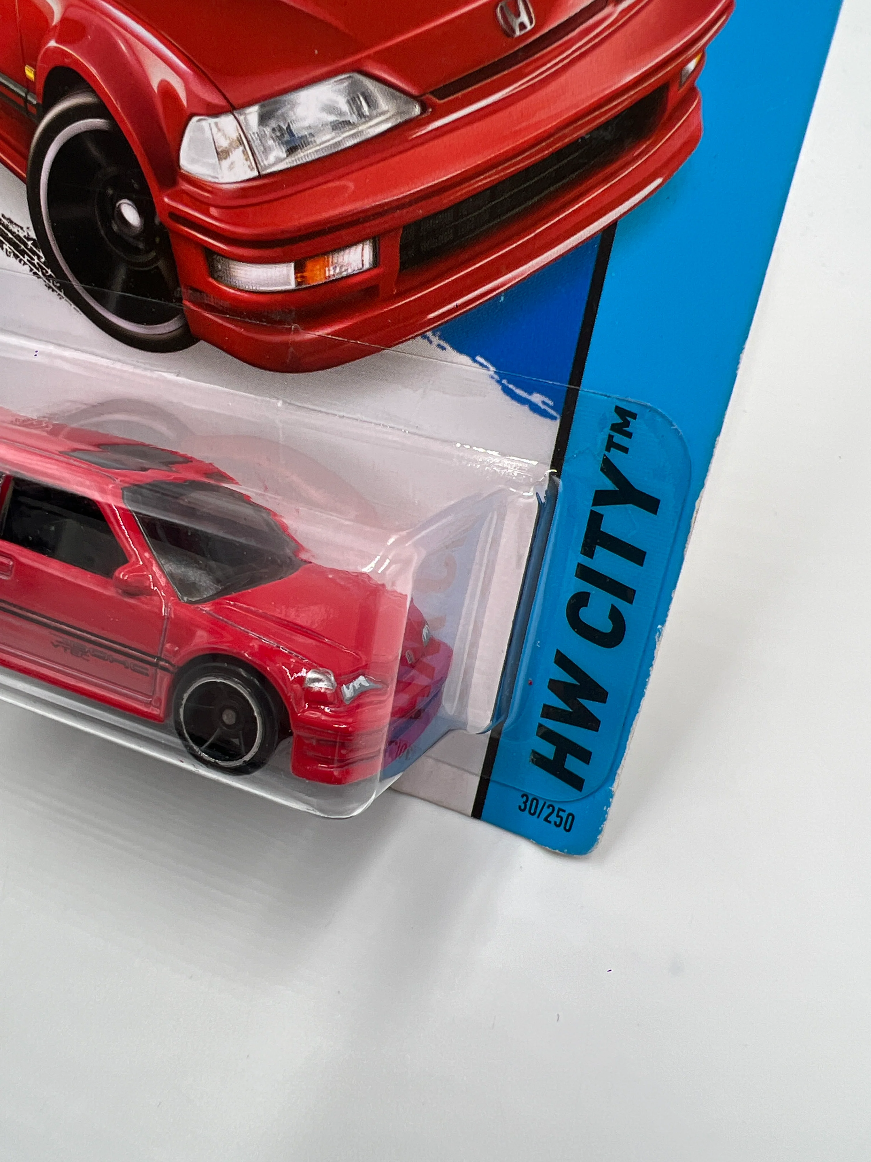 2014 Hot Wheels City #30 1990 Honda Civic EF Red Bad Card 78A - Image 4