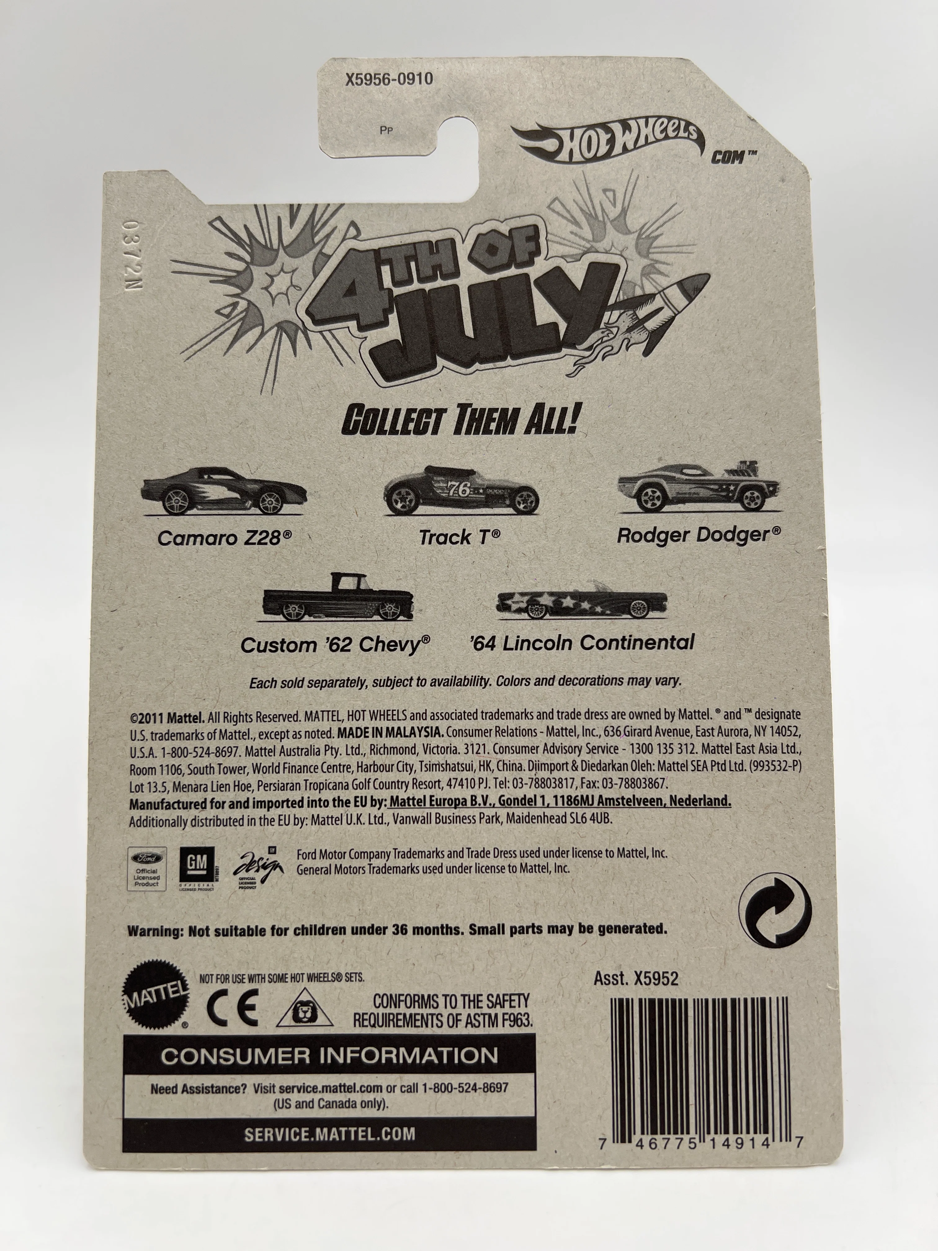 2012 Hot Wheels Kroger Exclusive 4th Of July #4 Custom 62 Chevy W/Peotector - Image 6