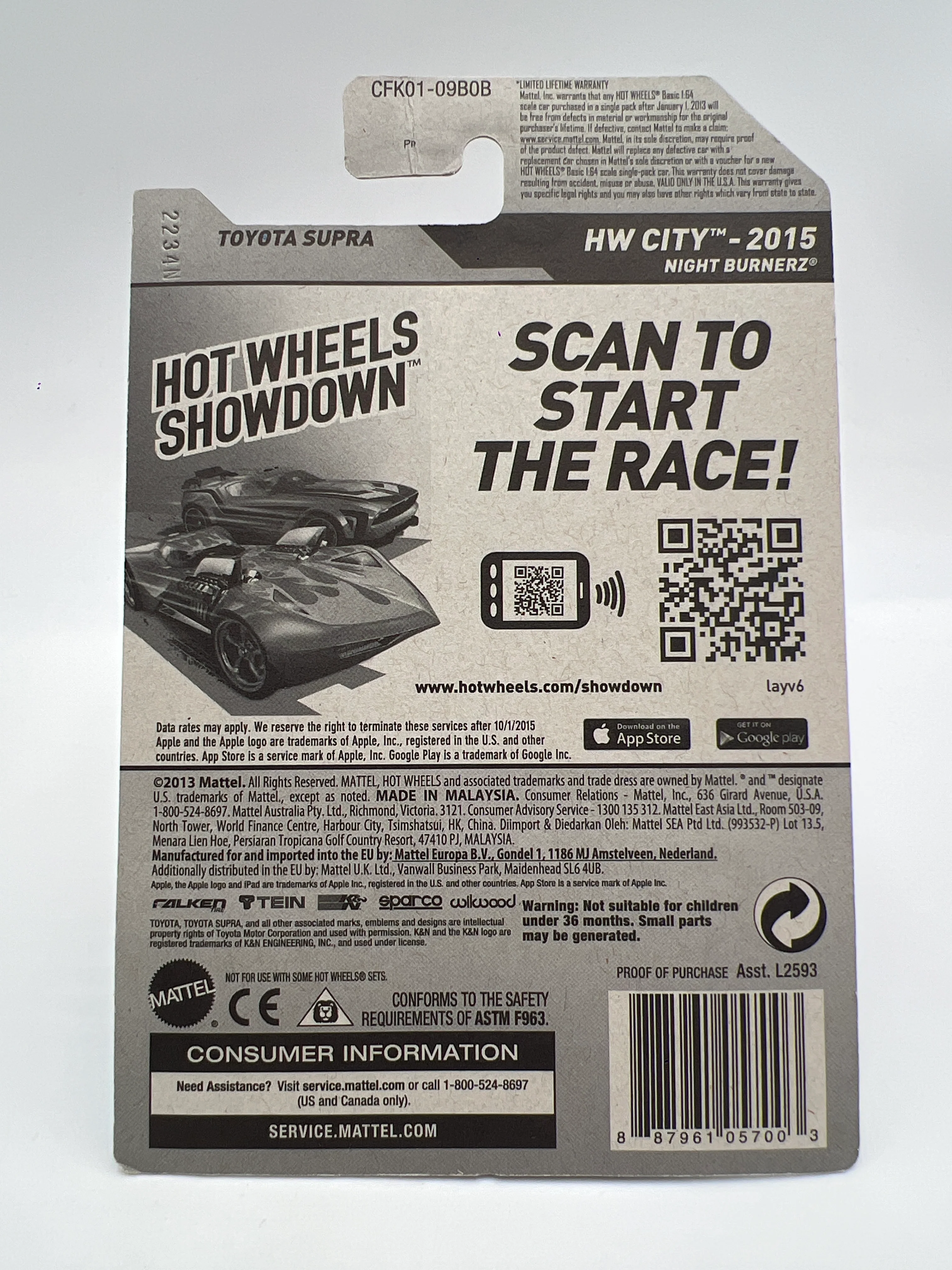 2015 Hot Wheels Kmart Exclusive #22 Toyota Supra Silver Falken W/Protector - Image 7