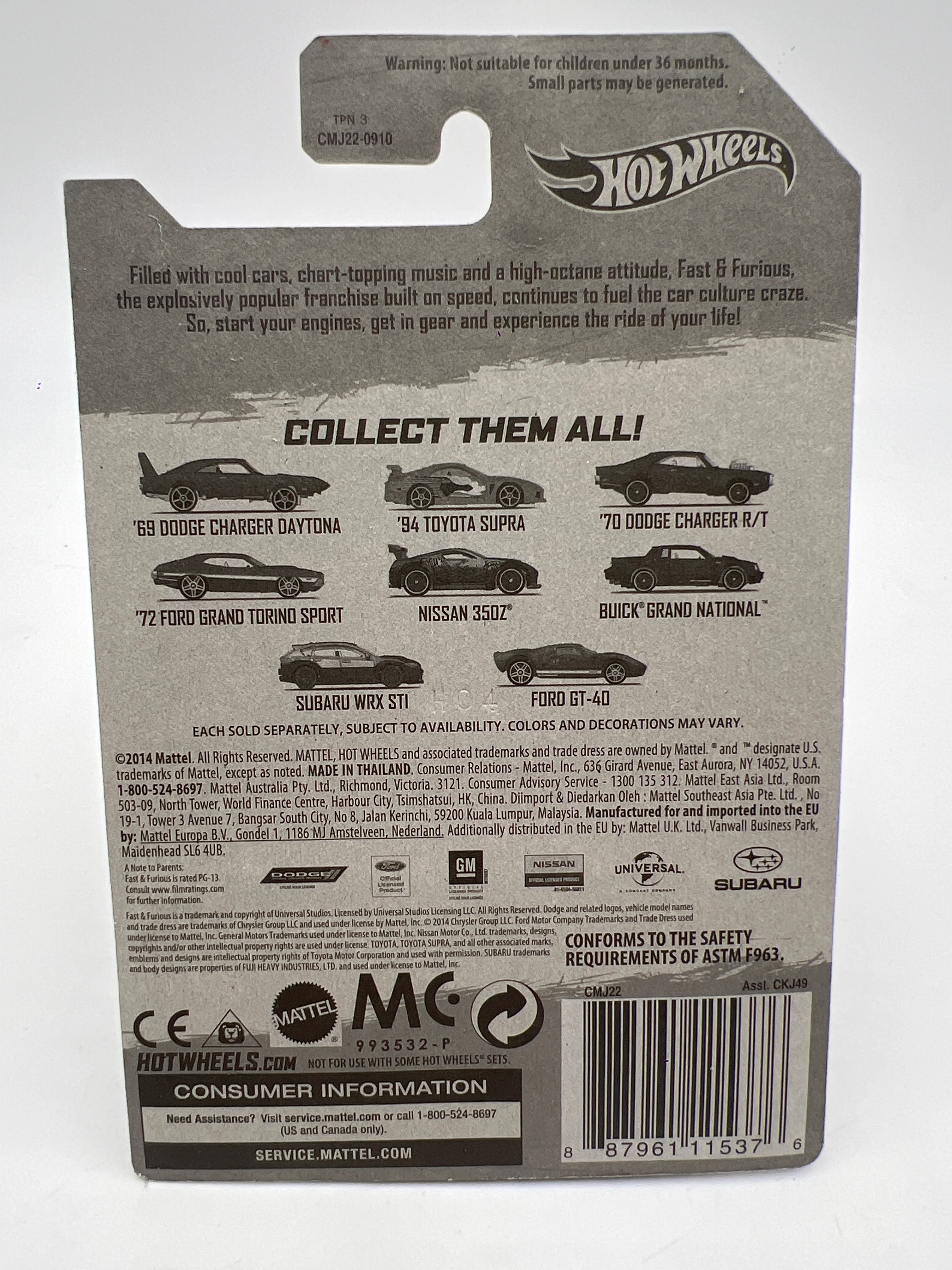2015 Hot Wheels Fast & Furious #2 2Fast 2Furious 94 Toyota Supra Gold W/Protector - Image 6