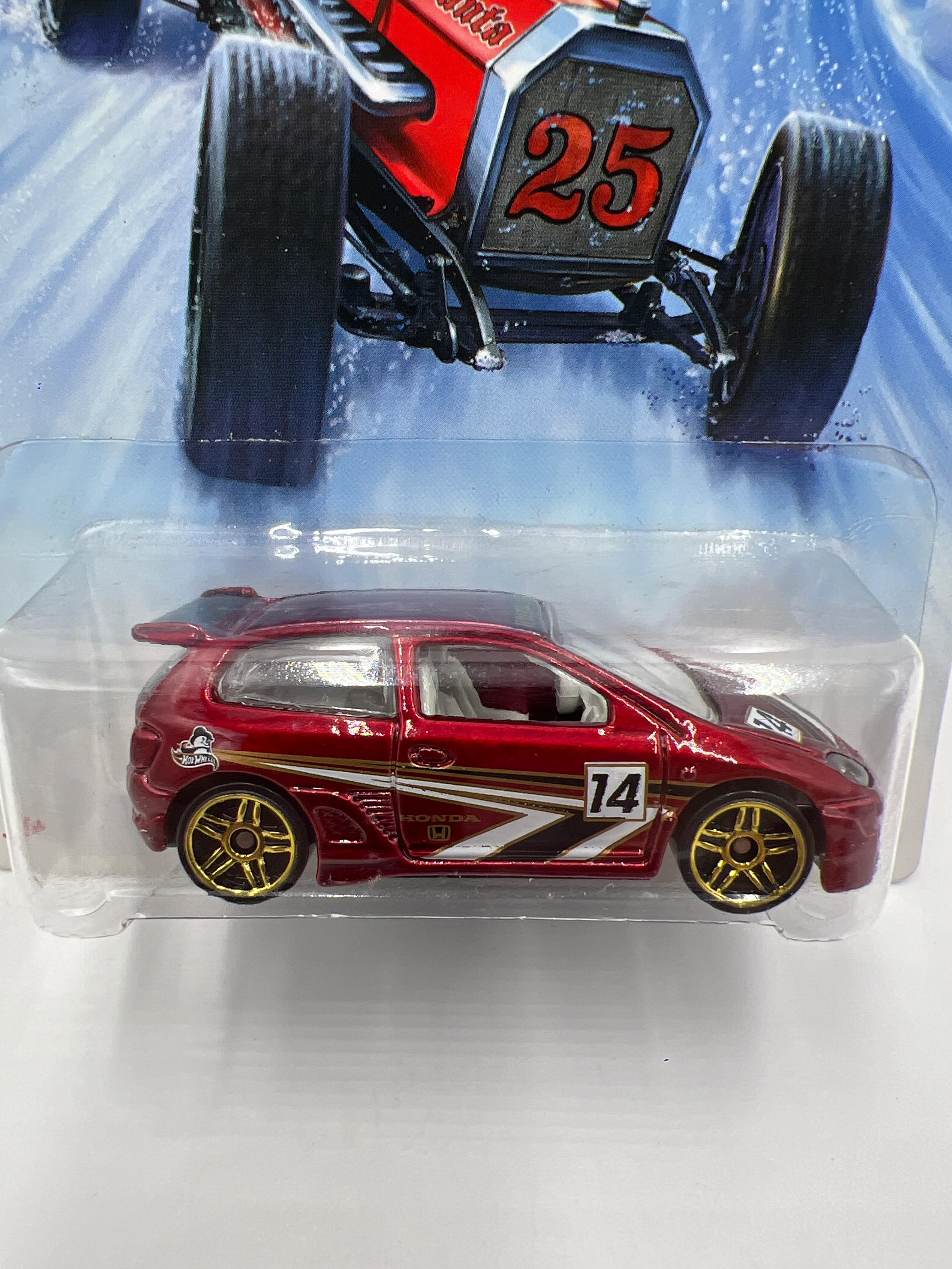 2014 Hot Wheels Holiday Hot Rods #5 Honda Civic Red 158A - Image 2