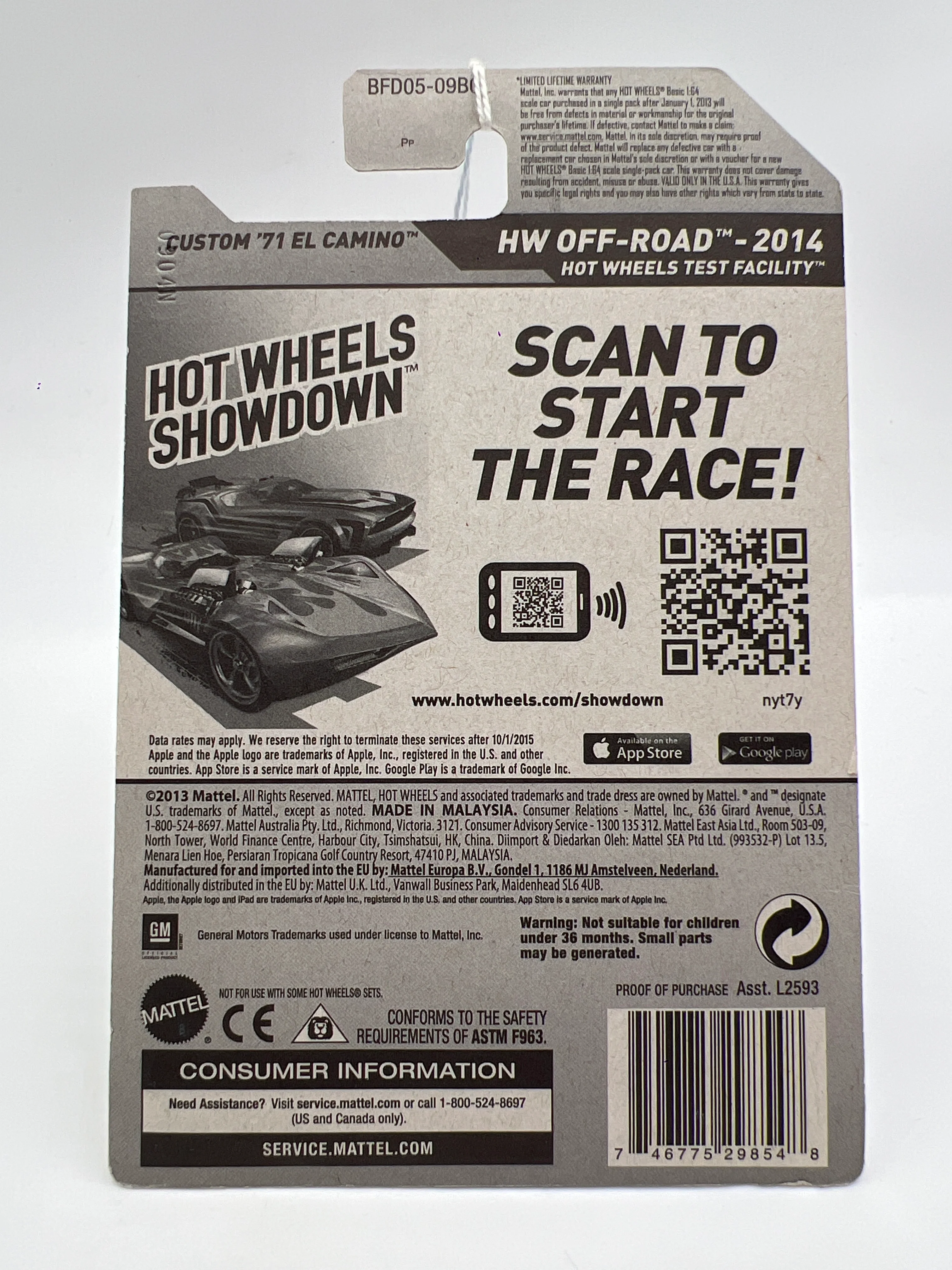 2014 Hot Wheels Treasure Hunt #116 Custom 71 El Camino Blue - Image 6